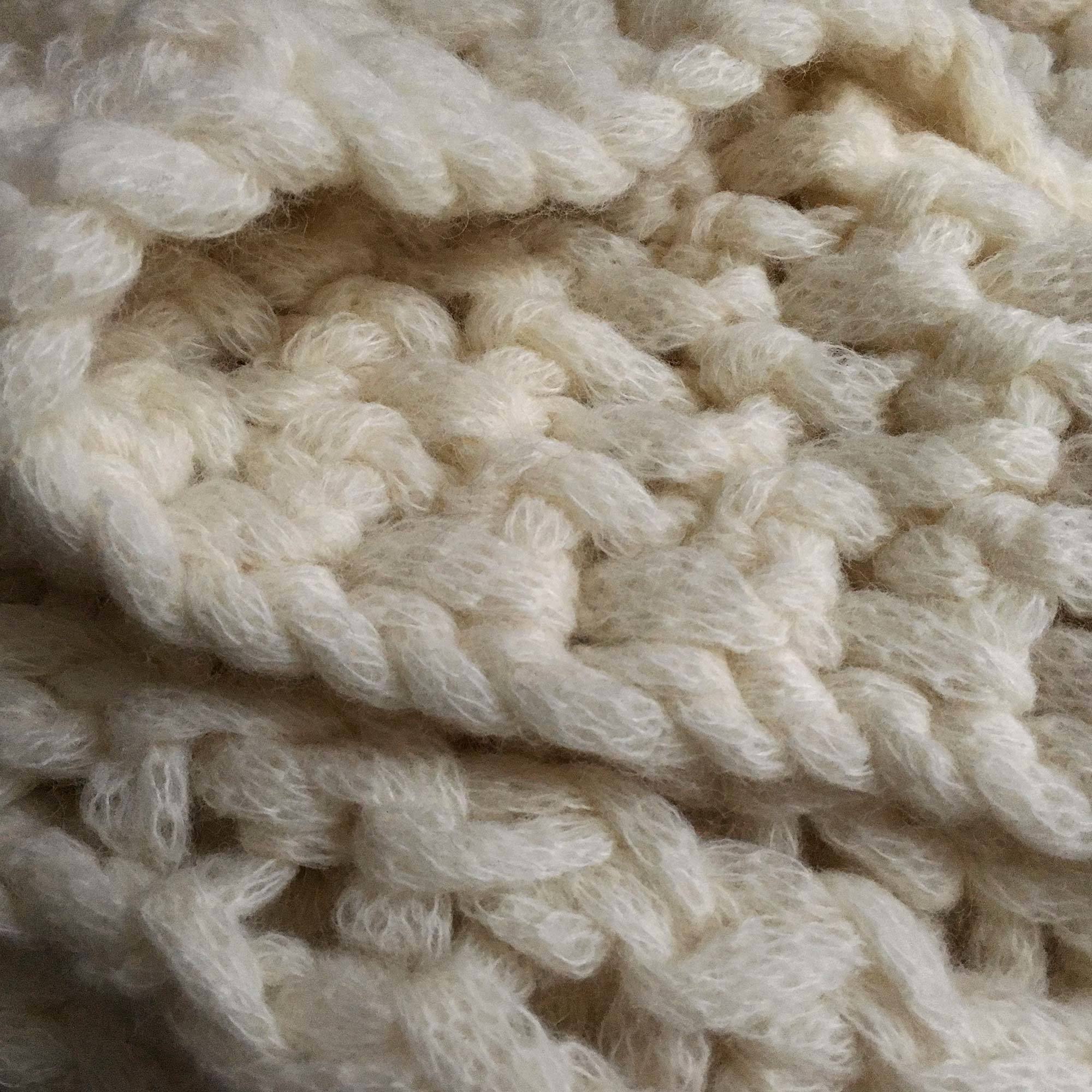 Hand-Knitted Twisted Rib Ivory Aplaca and Wool Throw - Ivory Twisted Rib Adrienne Rogers Textiles The Garnered Styled 1