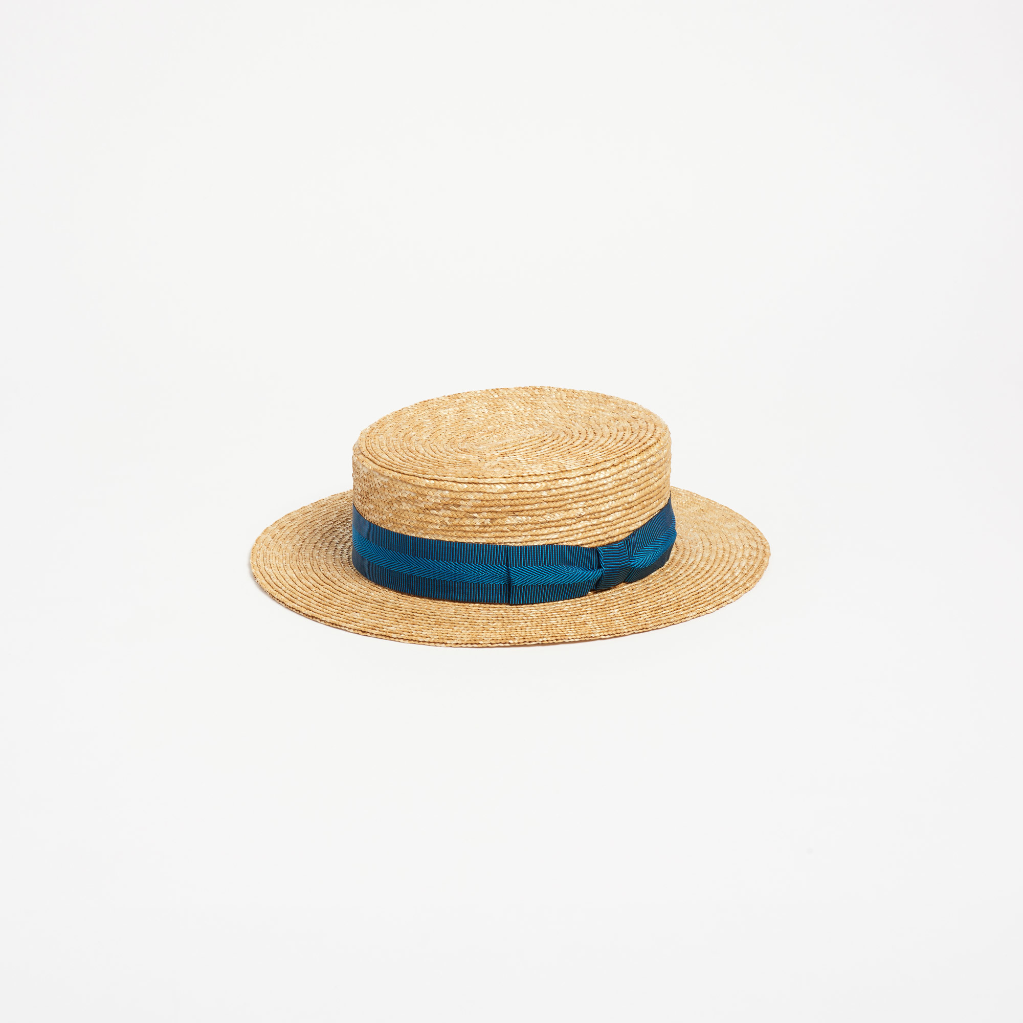 Straw Punter Boater with Blue Ribbon - Punter Blue Ribbon Anthony Peto Hats The Garnered 13