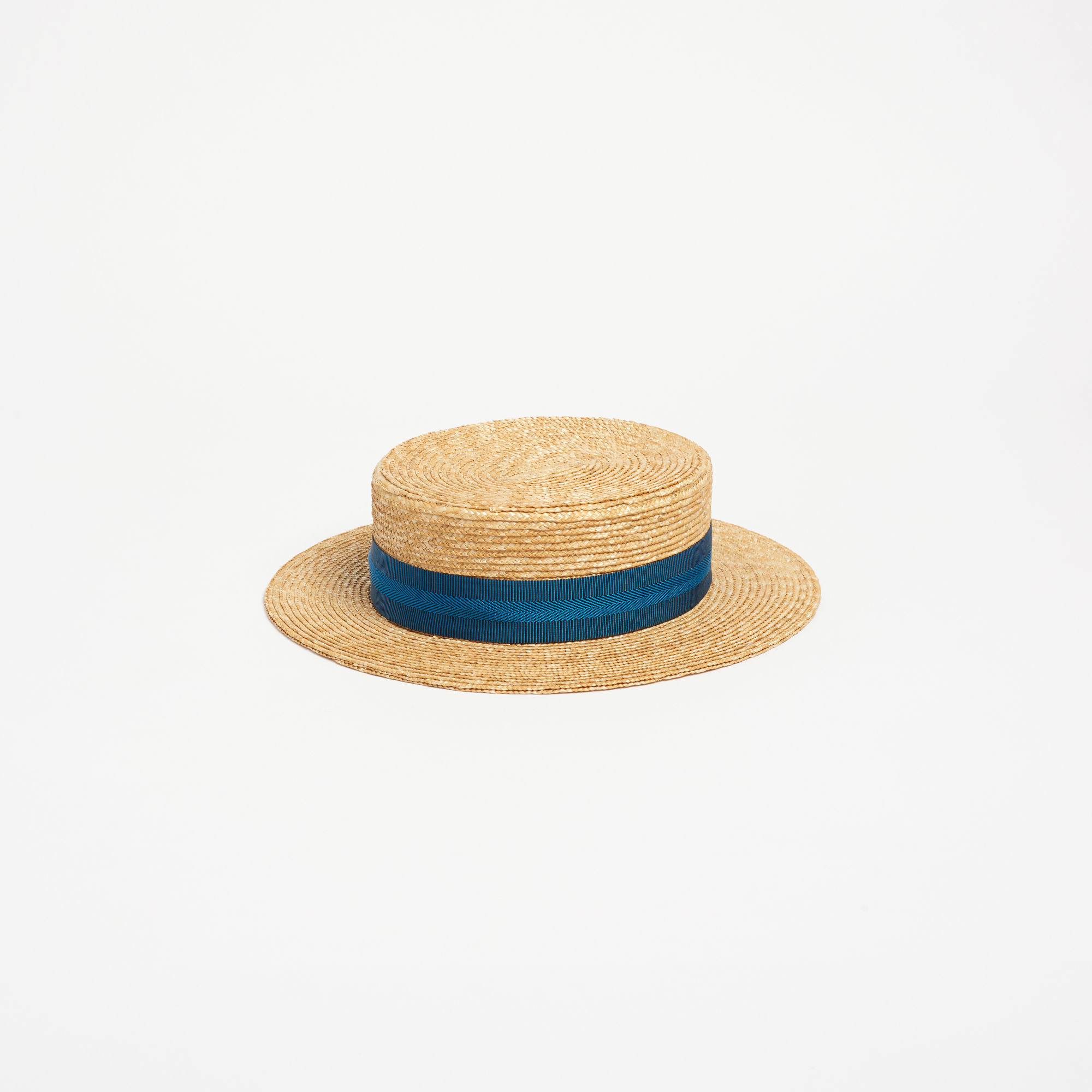 Straw Punter Boater with Blue Ribbon - Punter Blue Ribbon Anthony Peto Hats The Garnered 14