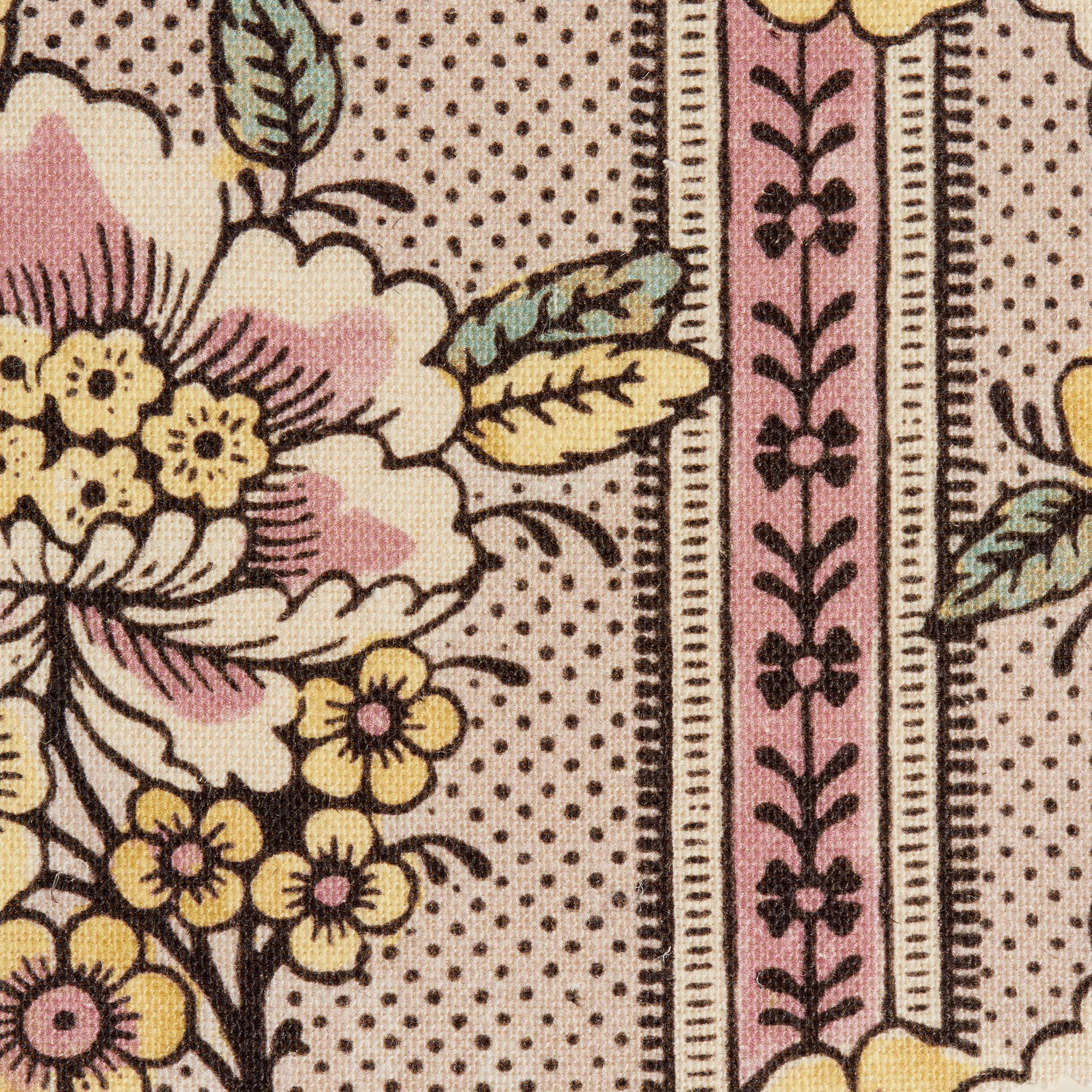 'Guirlandes de Fleurs' Linen Fabric in Pink - Antoinette Poisson Fabric Guirlandes De Fleurs Pink The Garnered