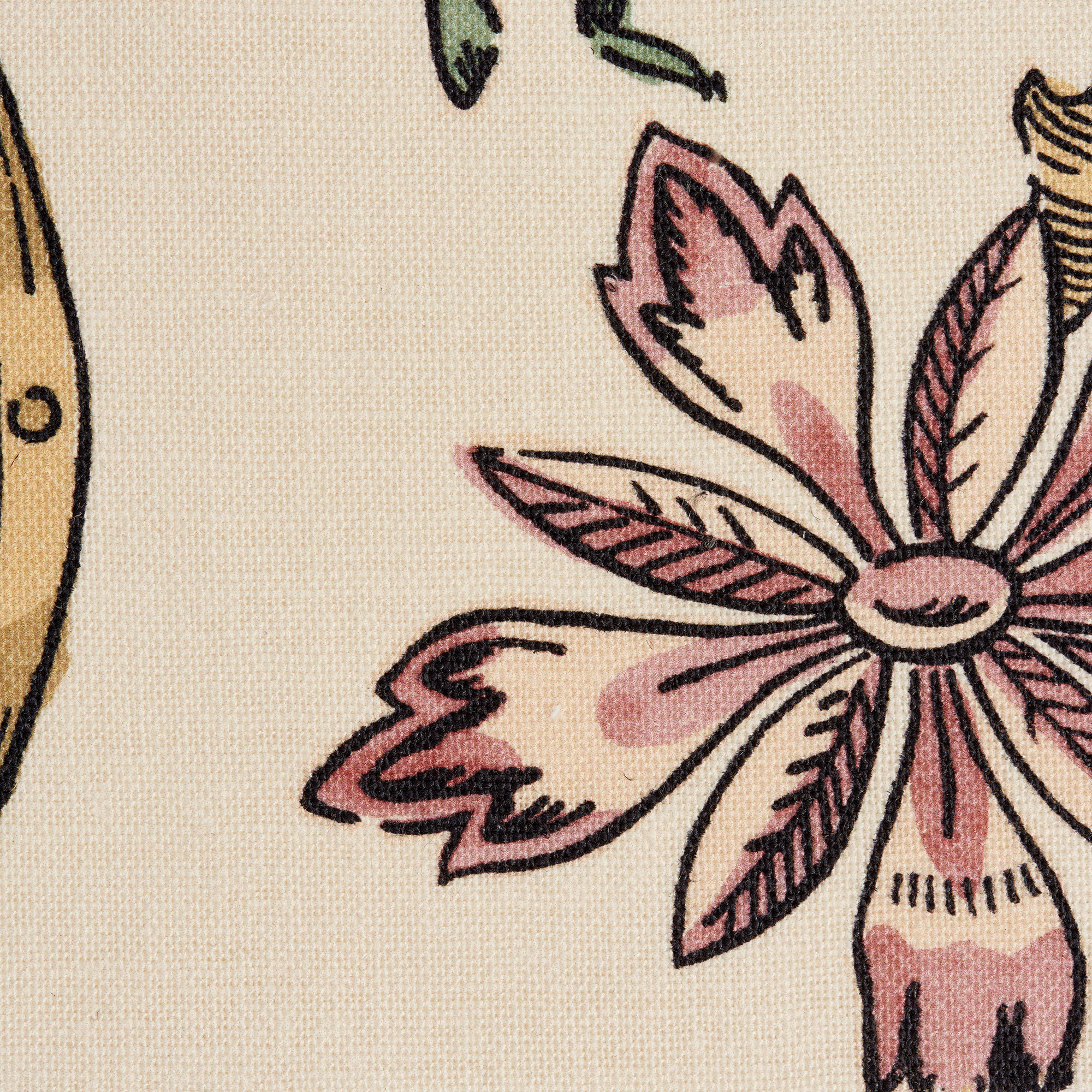 'Colonne' Linen Fabric - Antoinette Poisson Fabric Pink Flower The Garnered