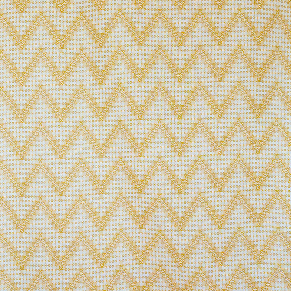 'Points de Hongrie' Linen Fabric in Yellow - The Garnered Antoinette Poisson Pointes De Hongrie Fabric Yellow Full 2