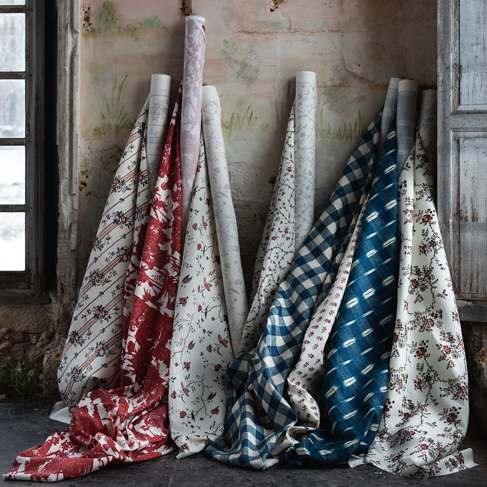 Ruth Ribeaucourt x Antoinette Poisson 'Carreaux Indigo' Cushion - The Garnered Antoinette Poisson Ruth Ribeaucourt Fabrics 12