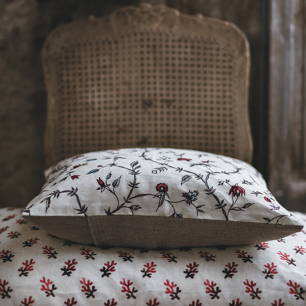 Ruth Ribeaucourt x Antoinette Poisson 'Corail' Cushion - The Garnered Antoinette Poisson Ruth Ribeaucourt Fabrics 4