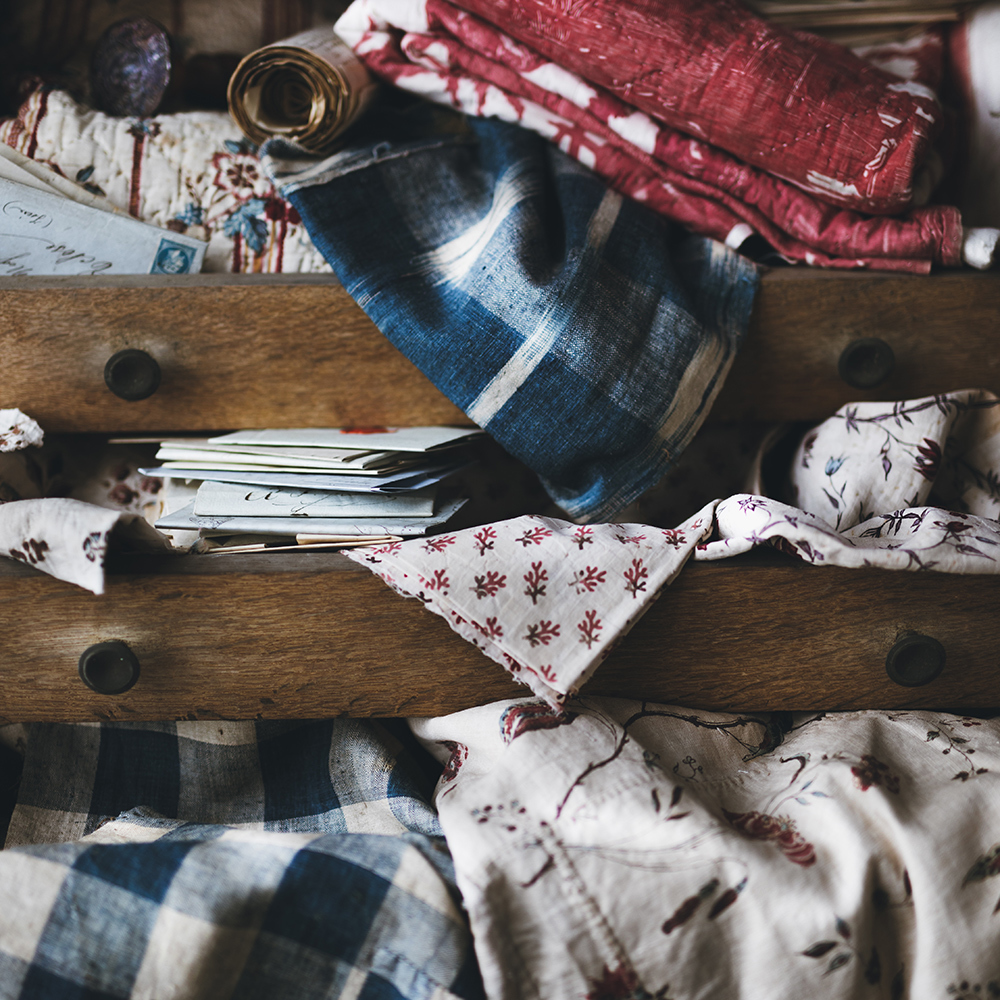 Ruth Ribeaucourt x Antoinette Poisson 'Flammé Indigo' Fabric - The Garnered Antoinette Poisson Ruth Ribeaucourt Fabrics