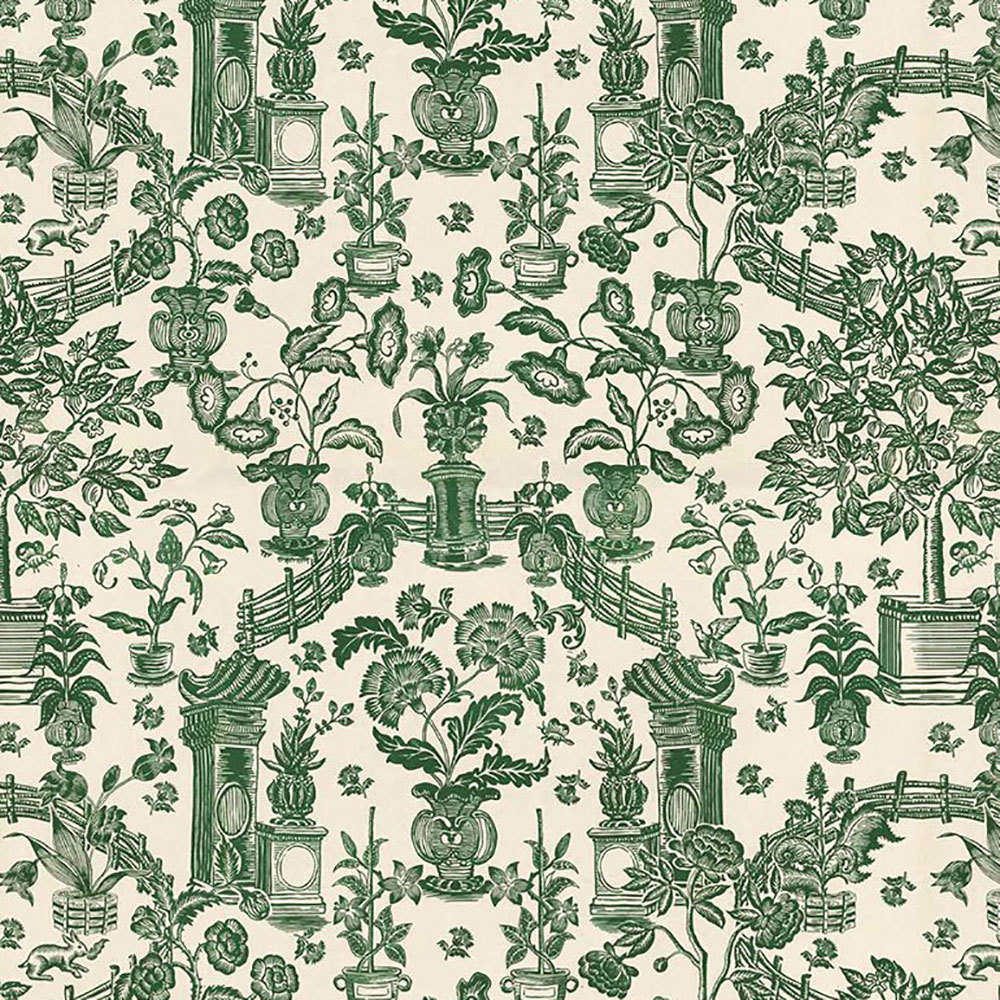 'Jardin' Wallpaper in Green - The Garnered Antoinette Poisson Jardin Wallpaper Green Full
