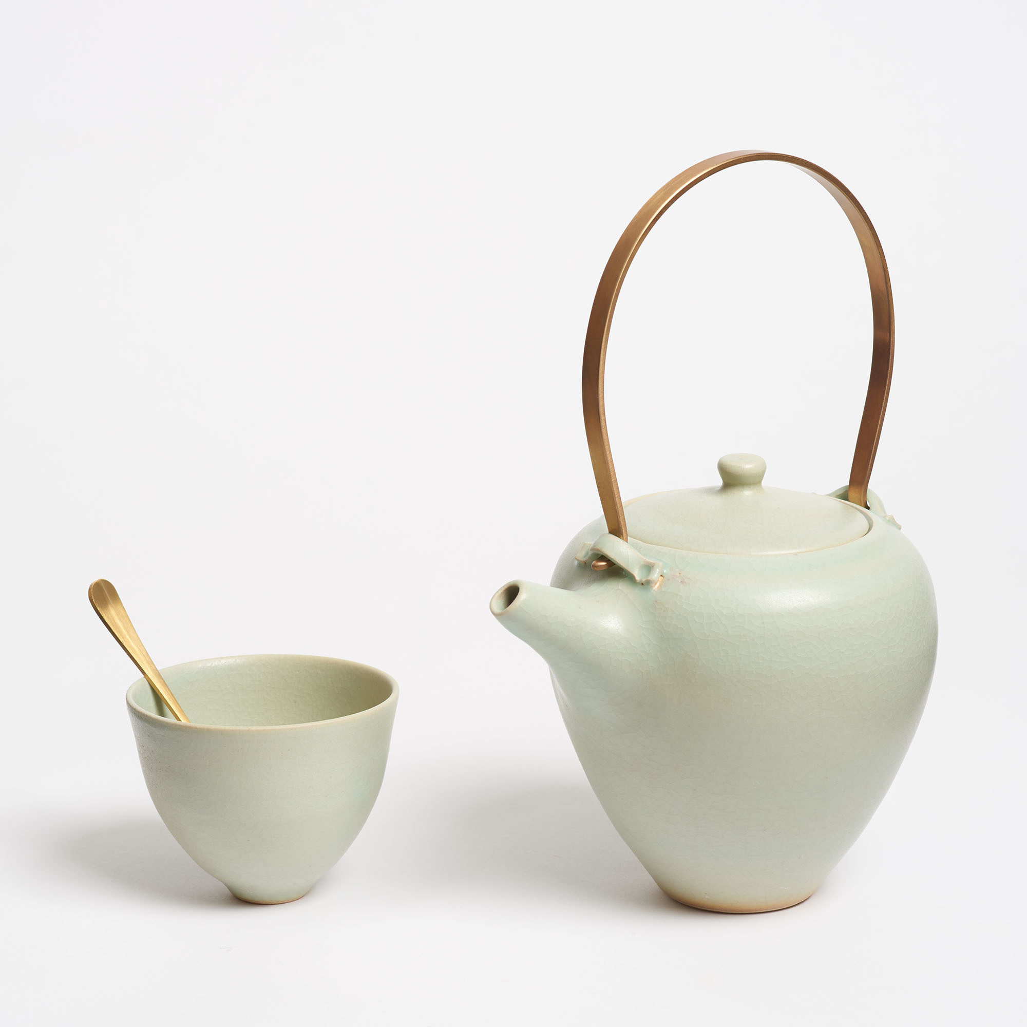 Tall Pale Green Handmade Stoneware Teapot - Arielle De Gasquet Handmade Ceramic Teapot Cup Set Pale The Garnered