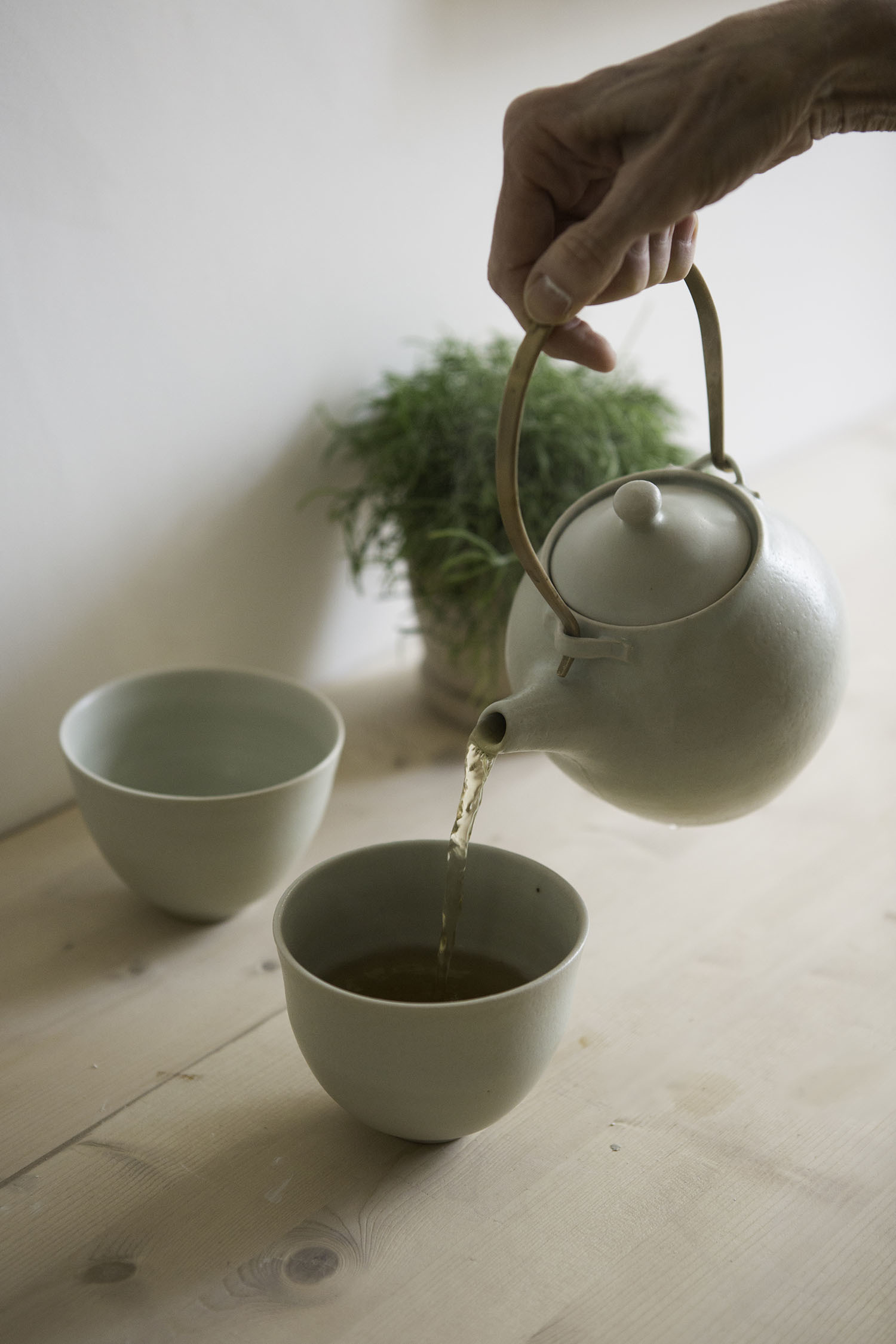 Tall Pale Green Handmade Stoneware Teapot - Arielle De Gasquet Handmade Pale Green Teapot Set Studio The Garnered