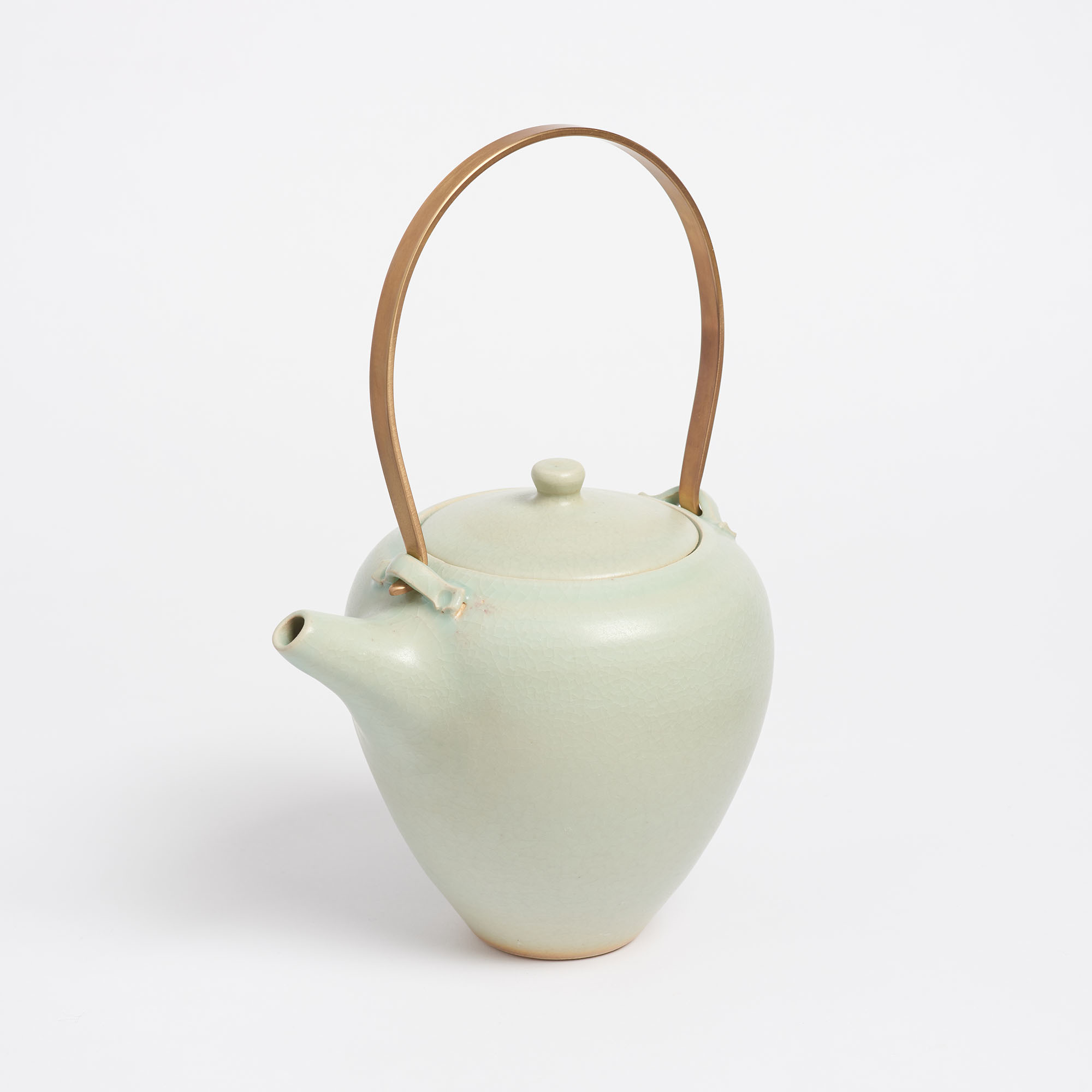 Tall Pale Green Handmade Stoneware Teapot - Arielle De Gasquet Handmade Tall Teapot Pale The Garnered