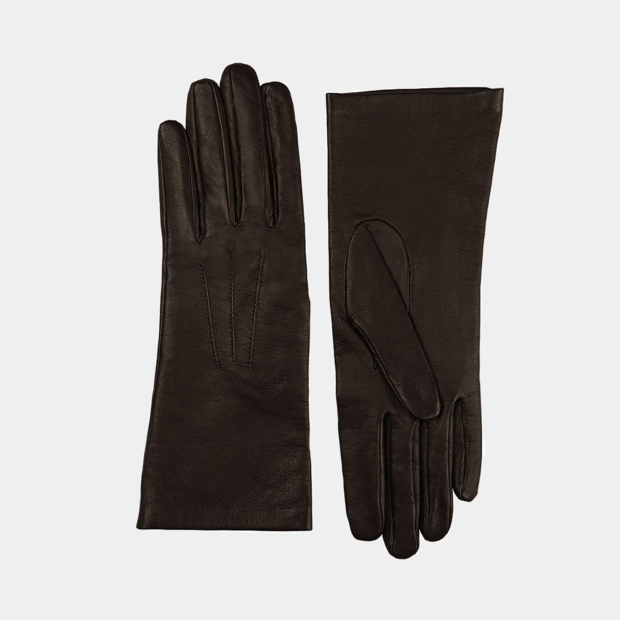 Jackie Black Silk-Lined Leather Gloves - The Garnered Causse Ladies Leather Gloves Black Jackie