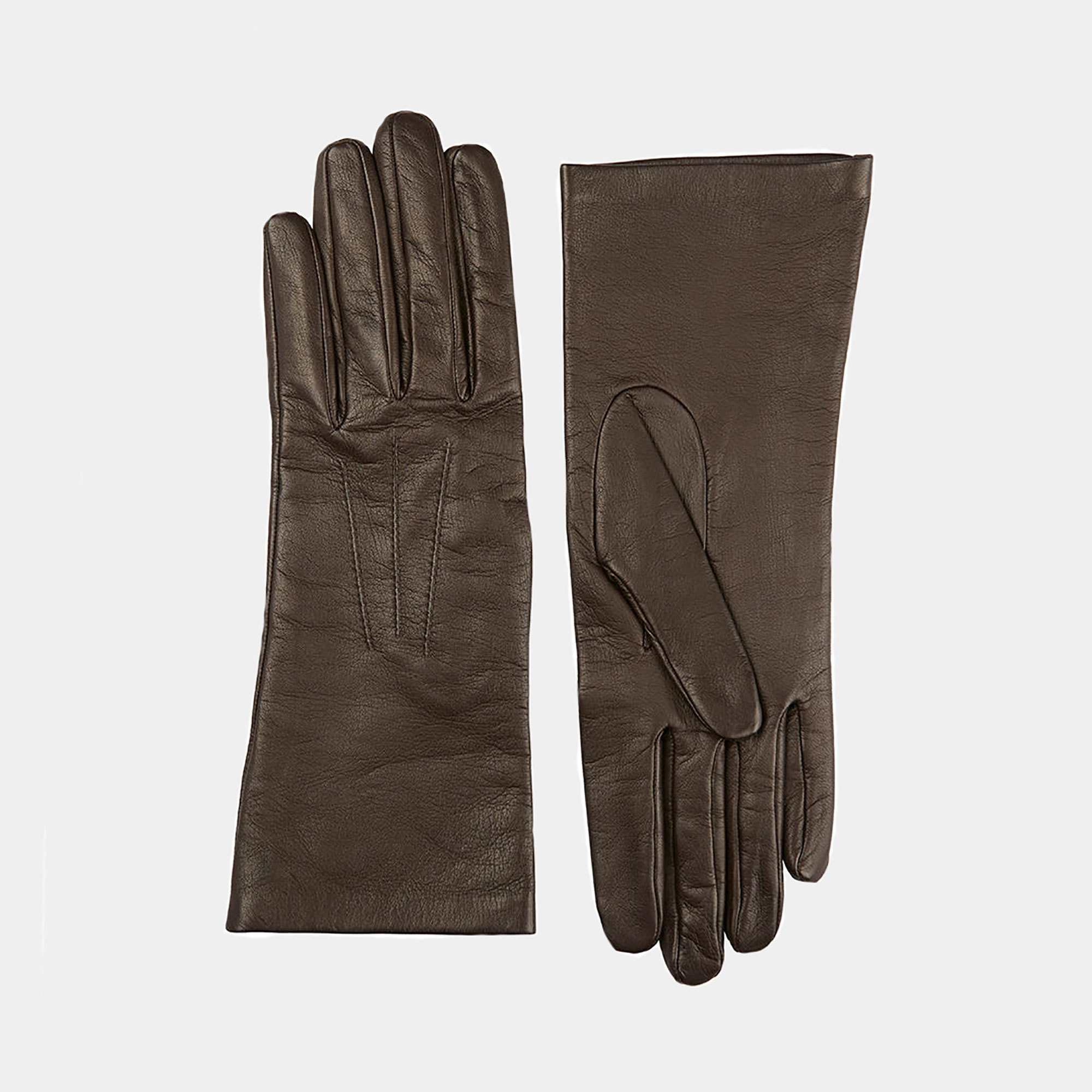 Jackie Black Silk-Lined Leather Gloves - The Garnered Causse Ladies Leather Gloves Brown Jackie