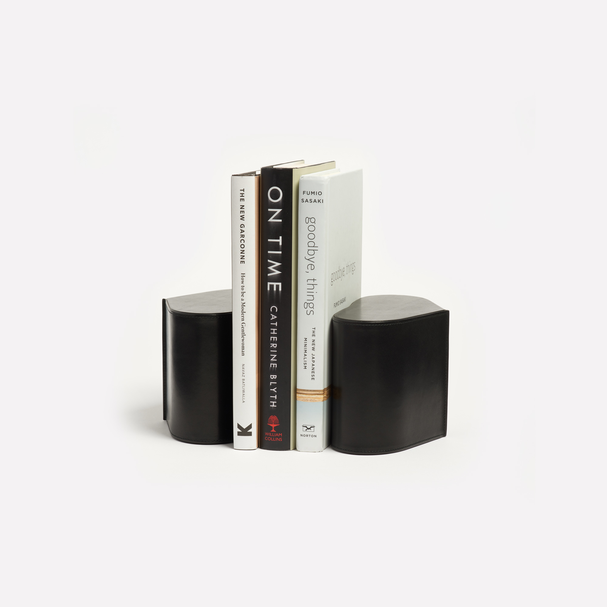 Pair of Handcrafted Black Leather Bookends - Connolly Bookend Leather The Garnered 3 1