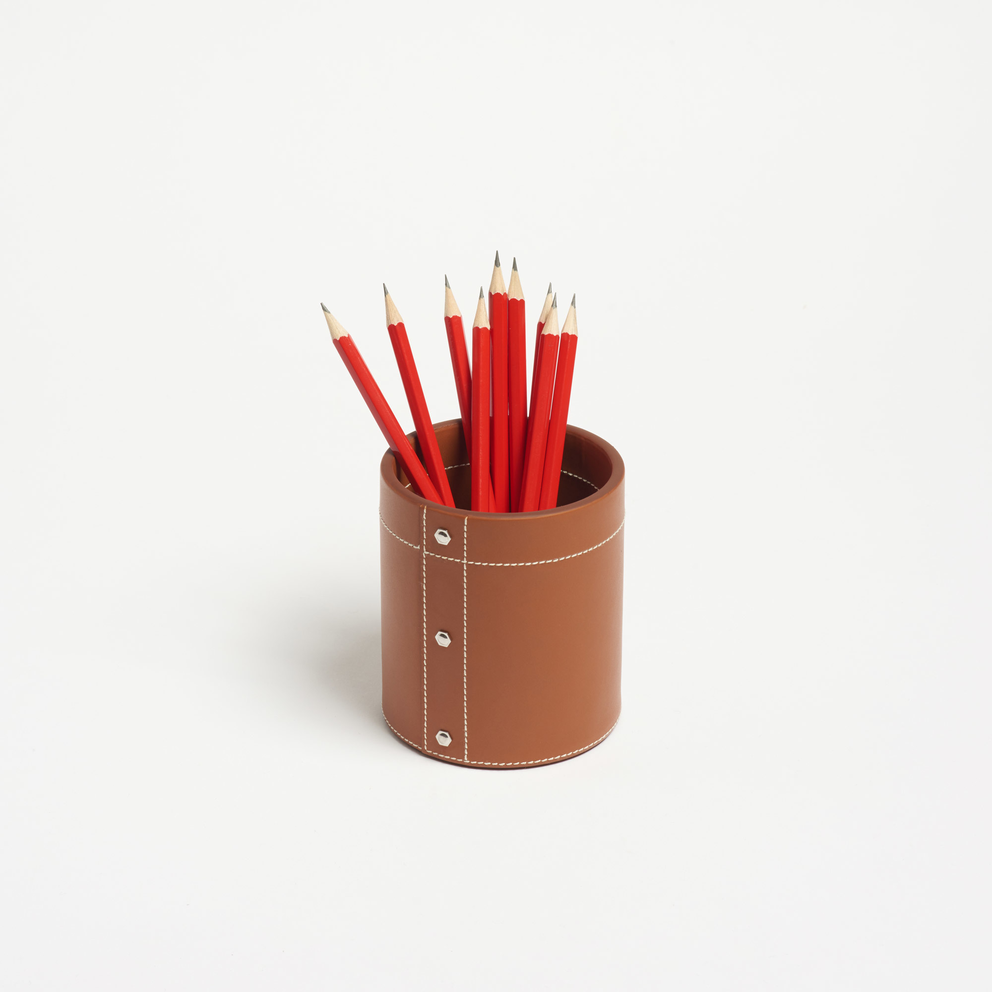 Small Tan Leather Pen Pot - Connolly Leather The Garnered 27