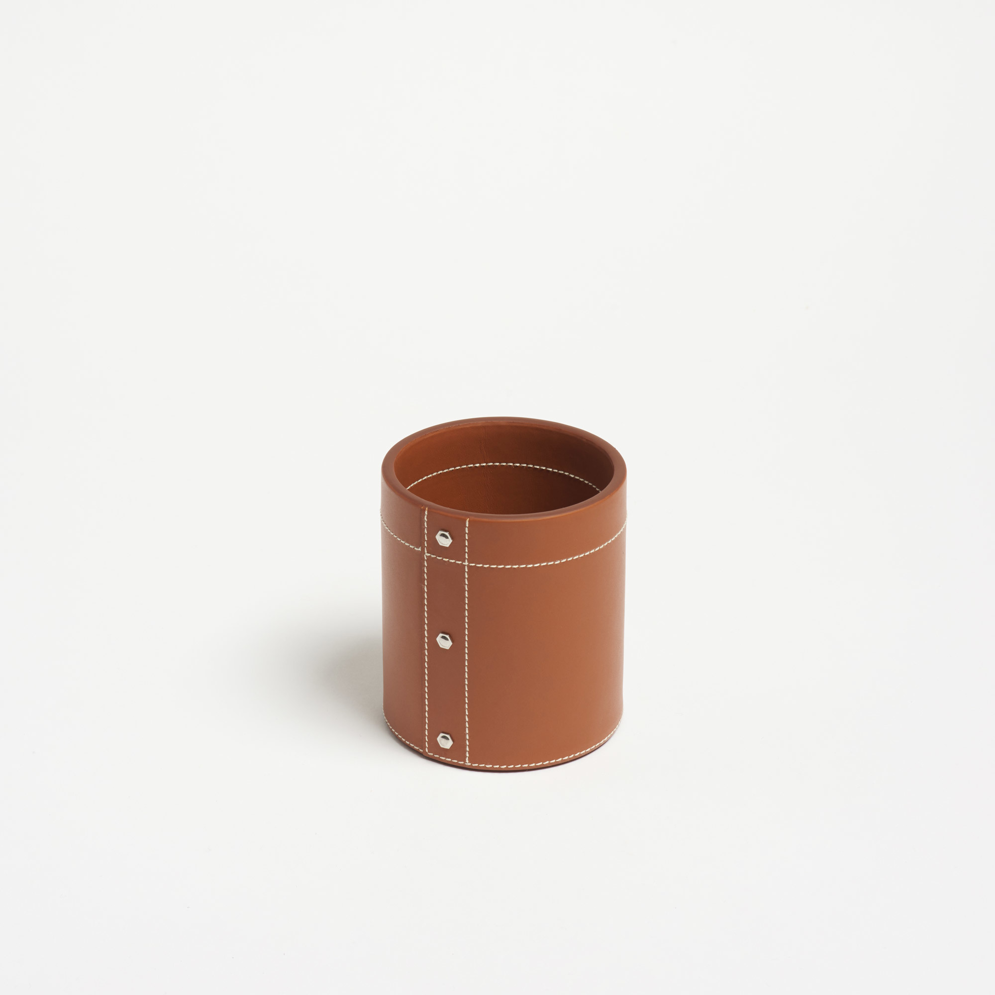 Small Tan Leather Pen Pot - Connolly Leather The Garnered 28
