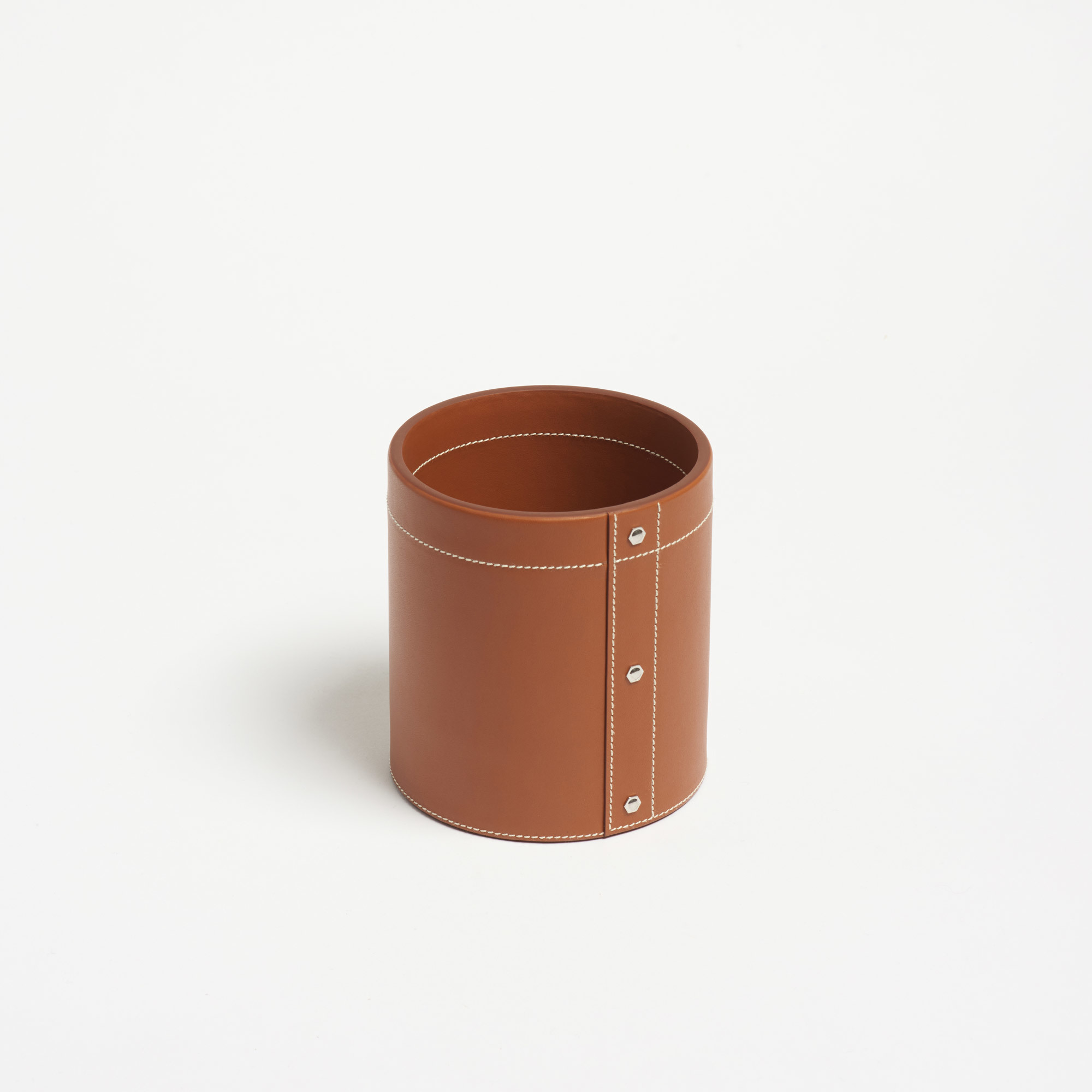 Large Tan Leather Pen Pot - Connolly Leather The Garnered 31
