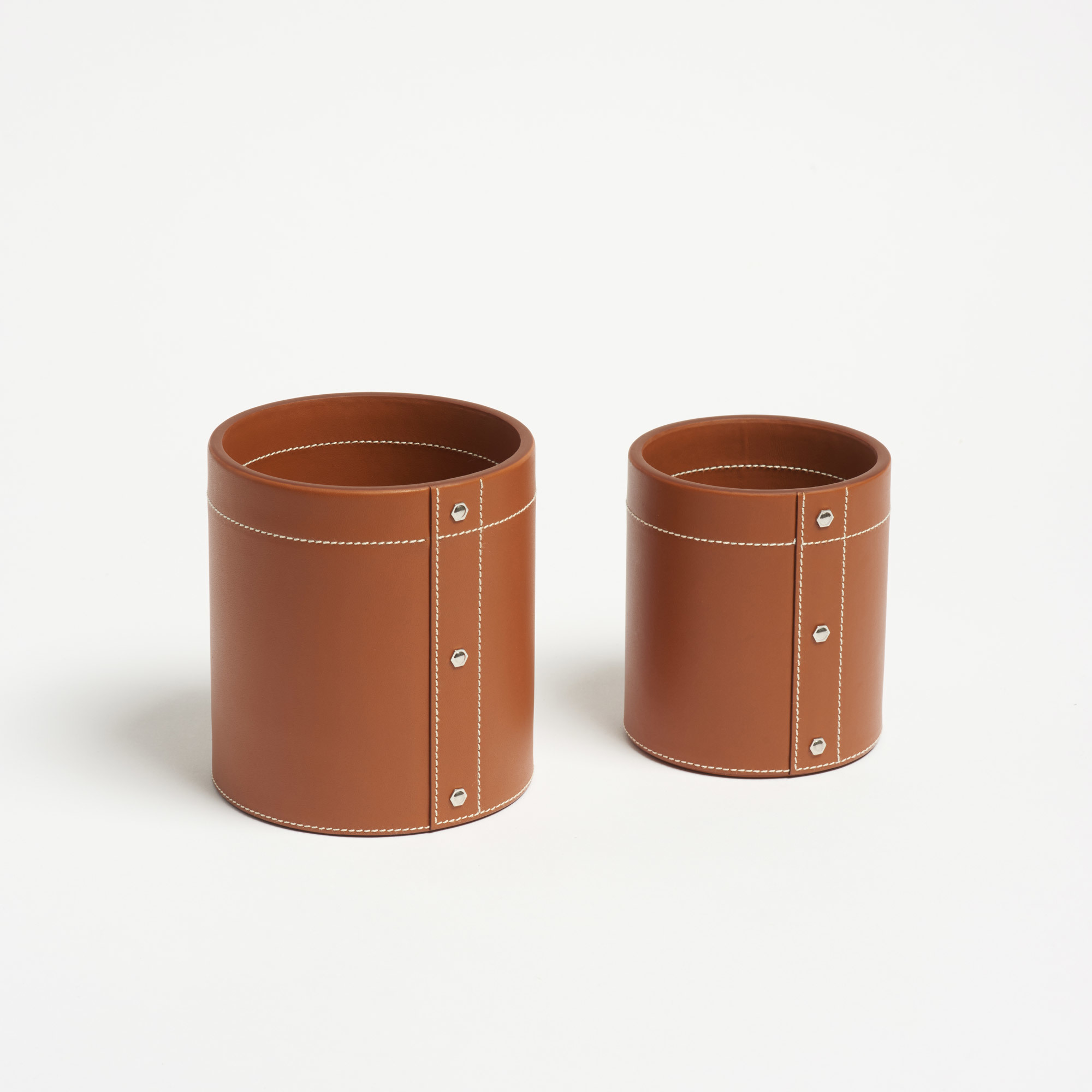 Small Tan Leather Pen Pot - Connolly Leather The Garnered 34