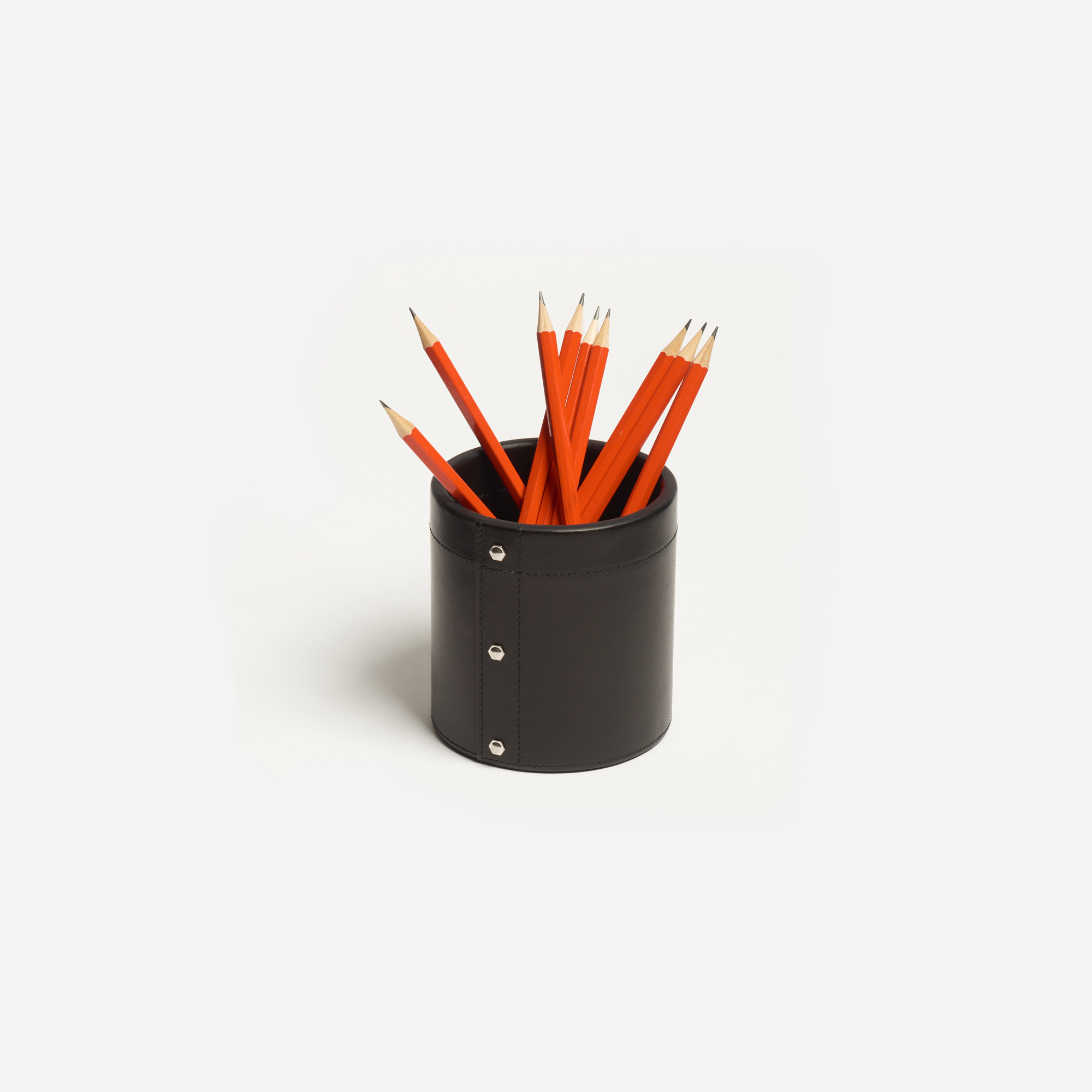 Small Black Leather Pen Pot - Connolly Leather The Garnered 8
