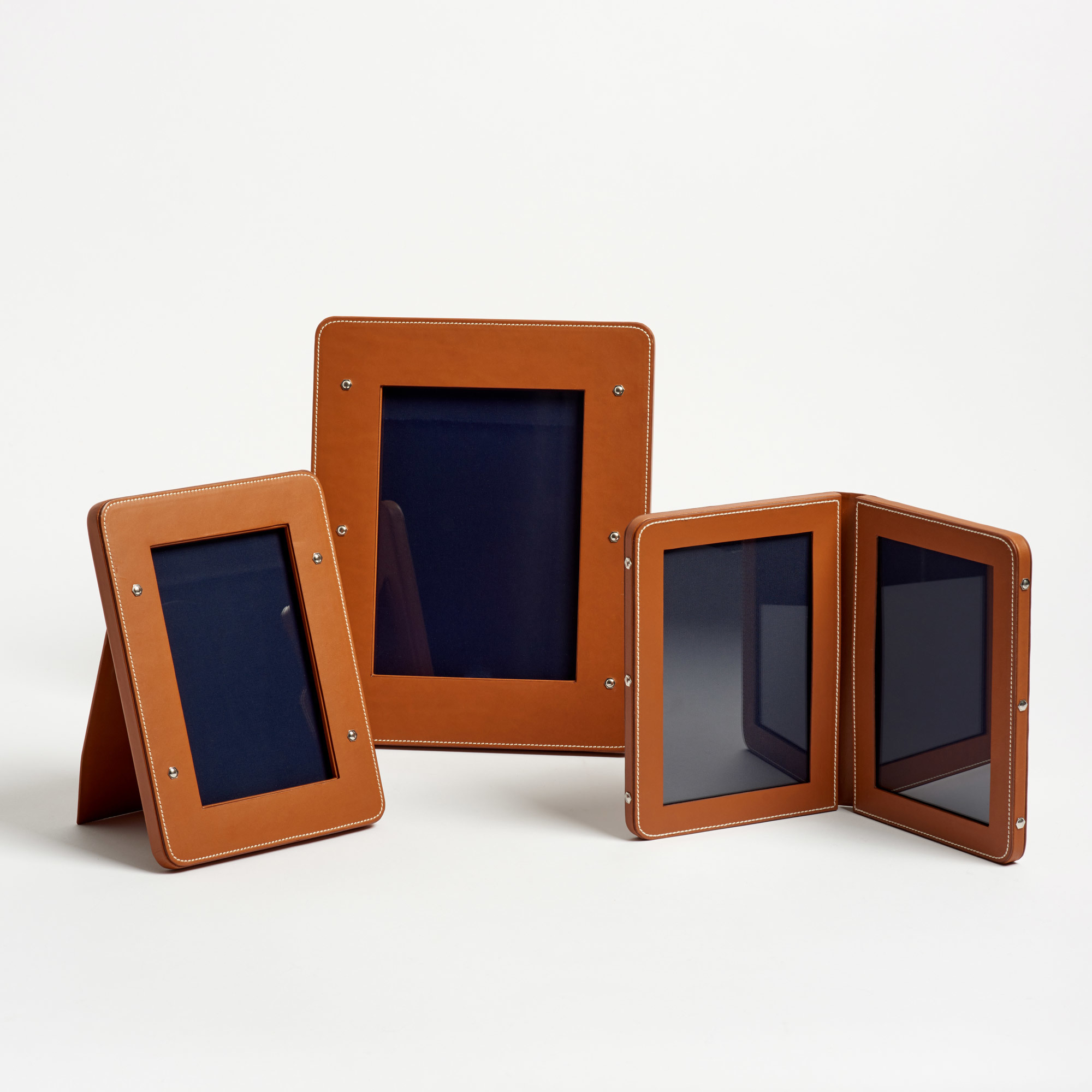 Large Tan Leather Double Photograph Frame - Connolly Photograph Frame Leather The Garnered 15