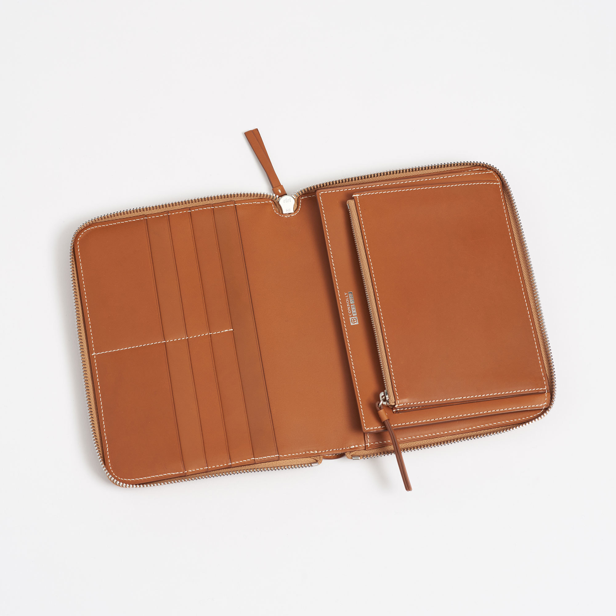 Tan Leather Zip Around Travel Wallet - Connolly Tan Leather Zip Wallet Coin Purse The Garnered