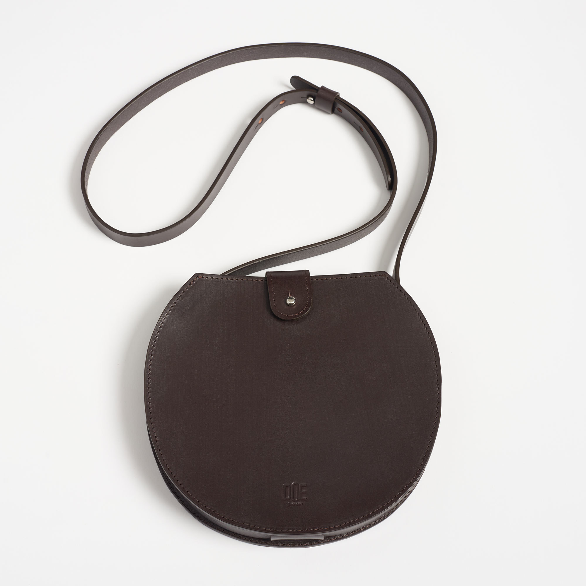 Hand-Crafted Leather Mini Circle Bag - Doe Leather The Garnered Inset Bag