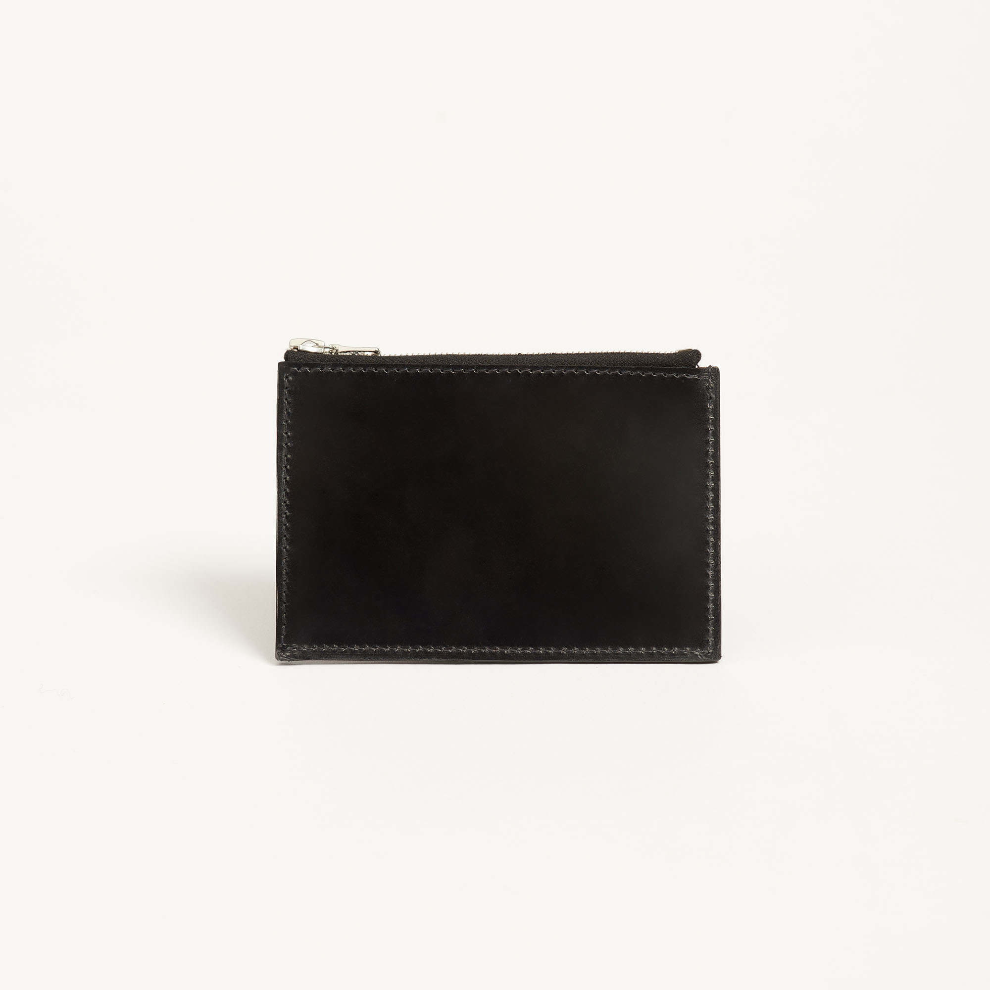 Black Bridle Leather Coin Purse with Vintage Print Detail - Doe Leather Zip Coin Purse The Garnered 1