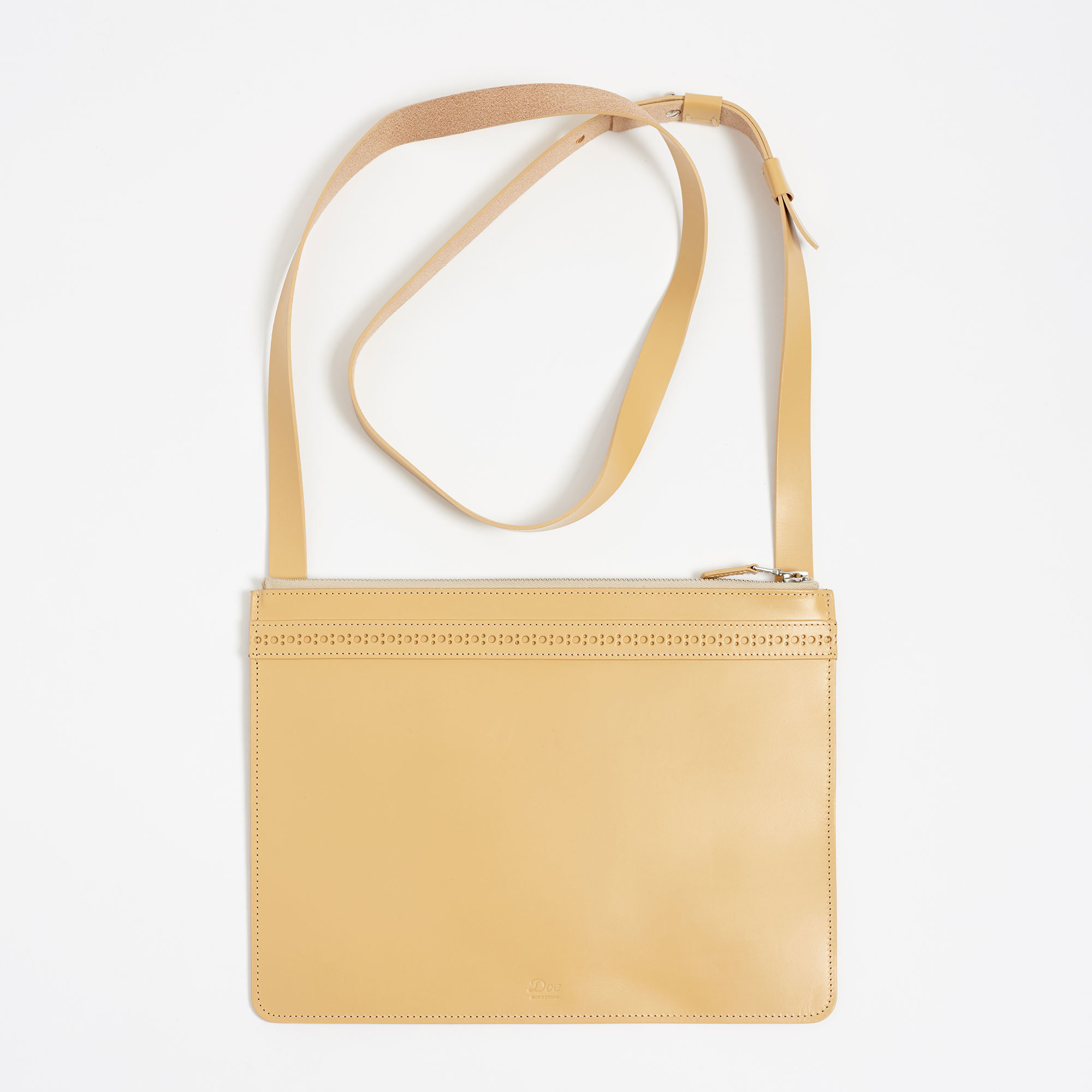 Parchment Brogue Cross-Body Bag - Parchment Leather Brogue Bag Doe Leather The Garnered