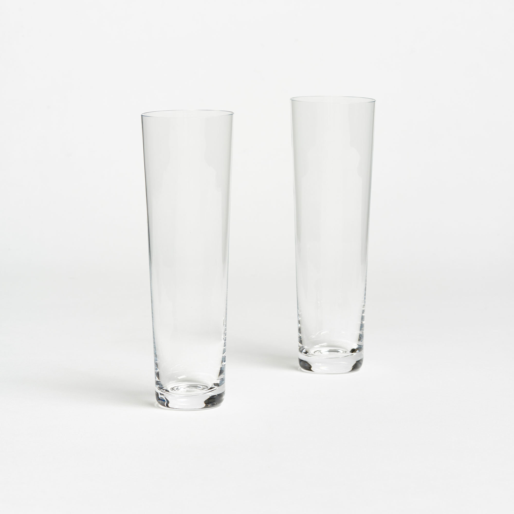 Pair of Simple Swedish Crystal Straight Champagne Glasses - Pair Of Simple Swedish Straight Champagne Glass Deborah Ehrlich Glassware The Garnered