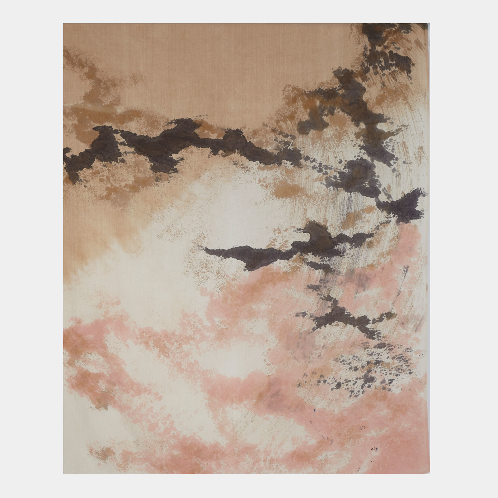 Natural Dyed Linen One of a Kind Tablecloth/Throw – Cloud Break - Ellen Mae Williams Hand Dyed Linen Cloud Break The Garnered Full