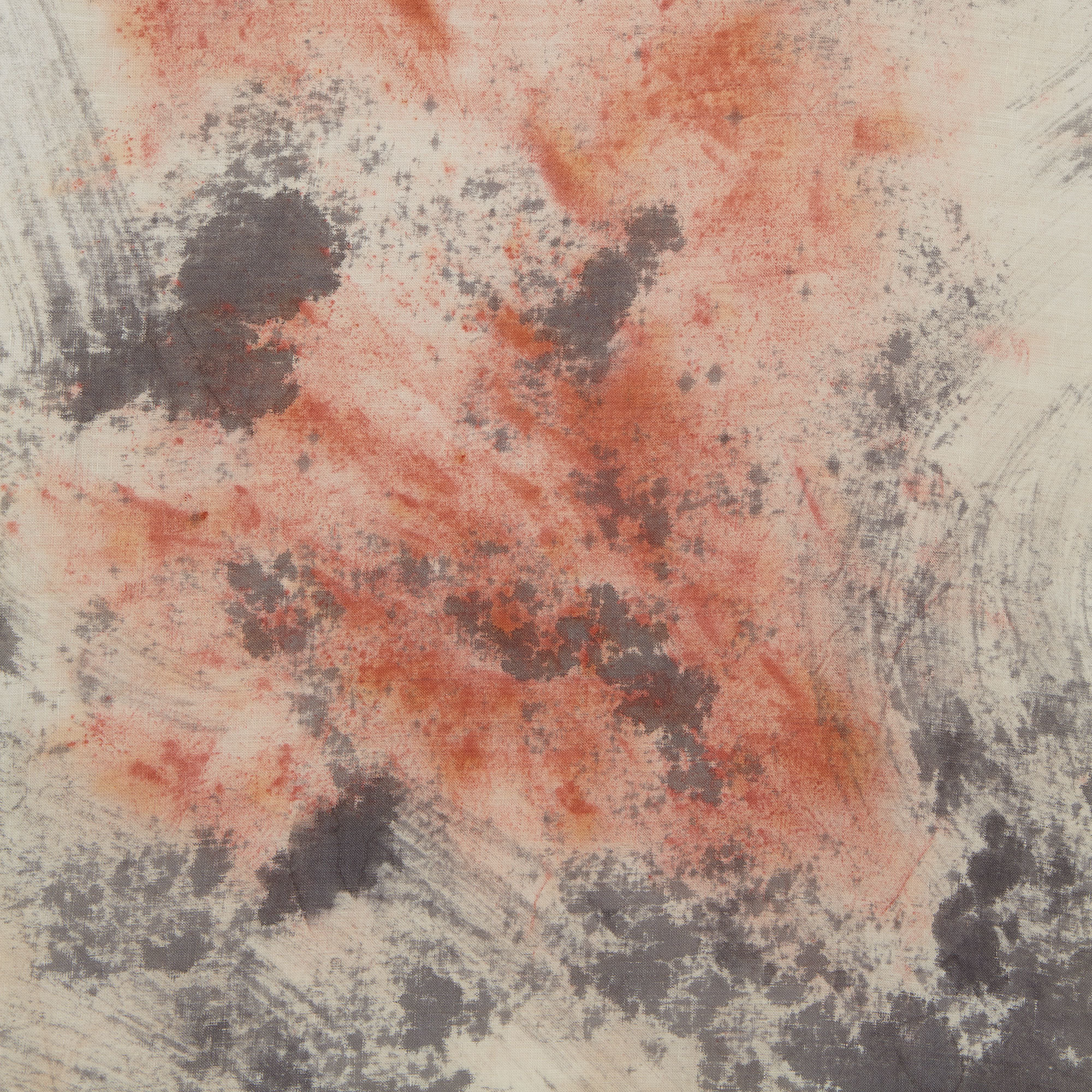 Natural Dyed Small One of a Kind Tablecloth/Linen Throw - Cloud Burst - Ellen Mae Williams Hand Dyed Linen Cloud Burst The Garnered Detail 1
