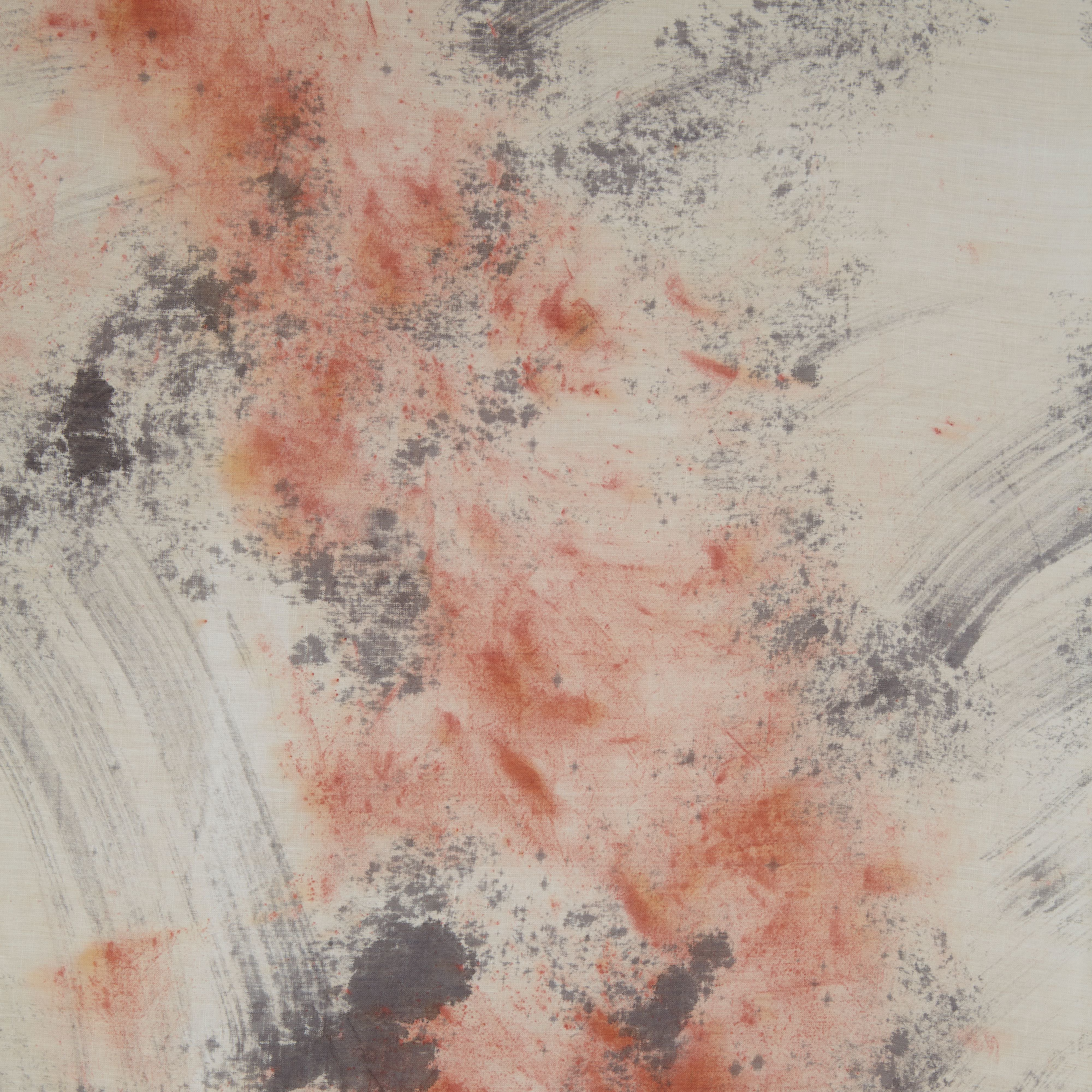 Natural Dyed Small One of a Kind Tablecloth/Linen Throw - Cloud Burst - Ellen Mae Williams Hand Dyed Linen Cloud Burst The Garnered Detail 2