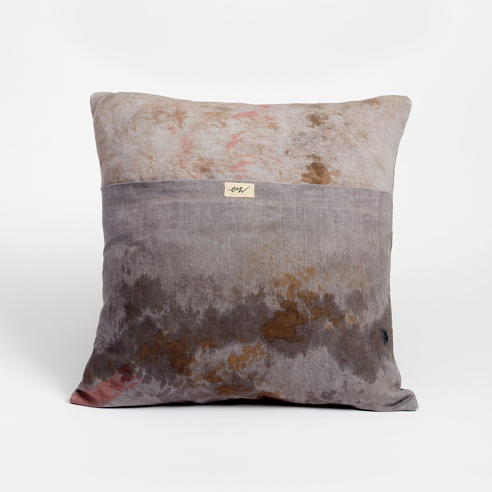 Natural Dyed Linen Cushion - Storm Clouds - Ellen Williams Fabric Cushion Storm Clouds The Garnered Back