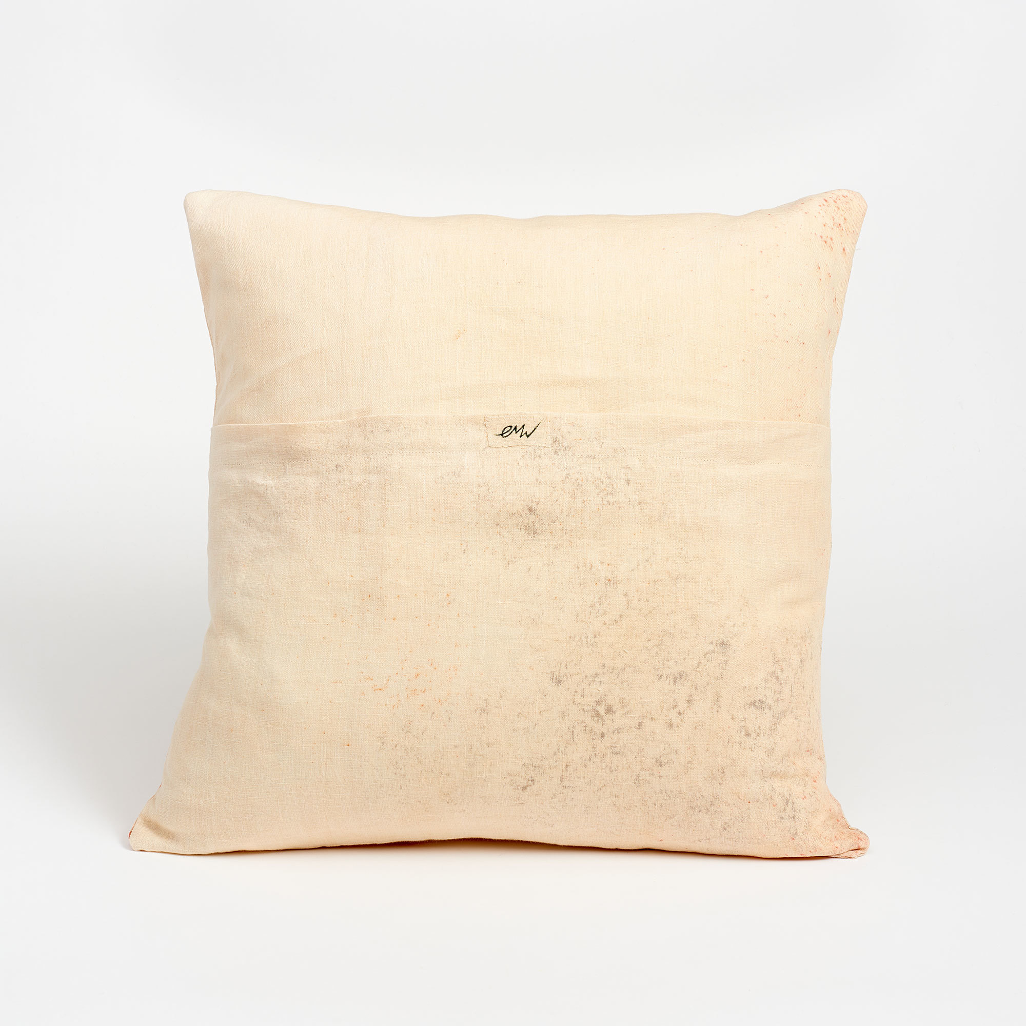 Natural Dyed Linen Cushion - Sunrise Flecks - Ellen Williams Fabric Cushion Sunrise Flecks The Garnered Back