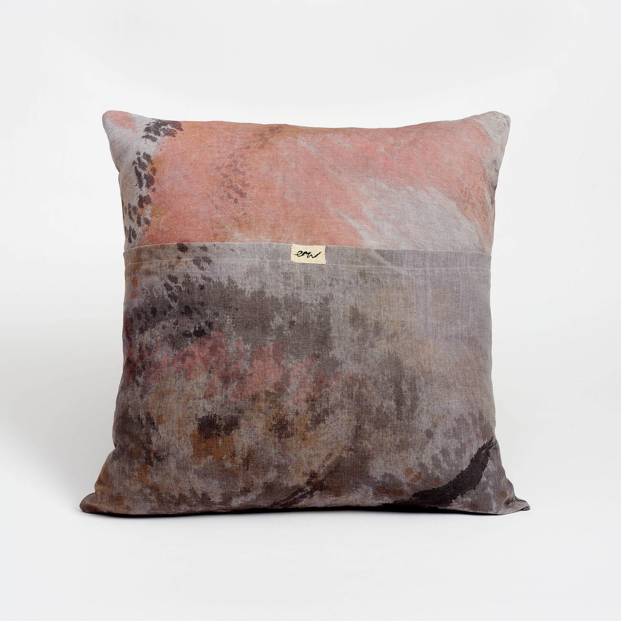 Natural Dyed Linen Cushion - Sunset Storm - Ellen Williams Fabric Cushion Sunset Storm The Garnered Back