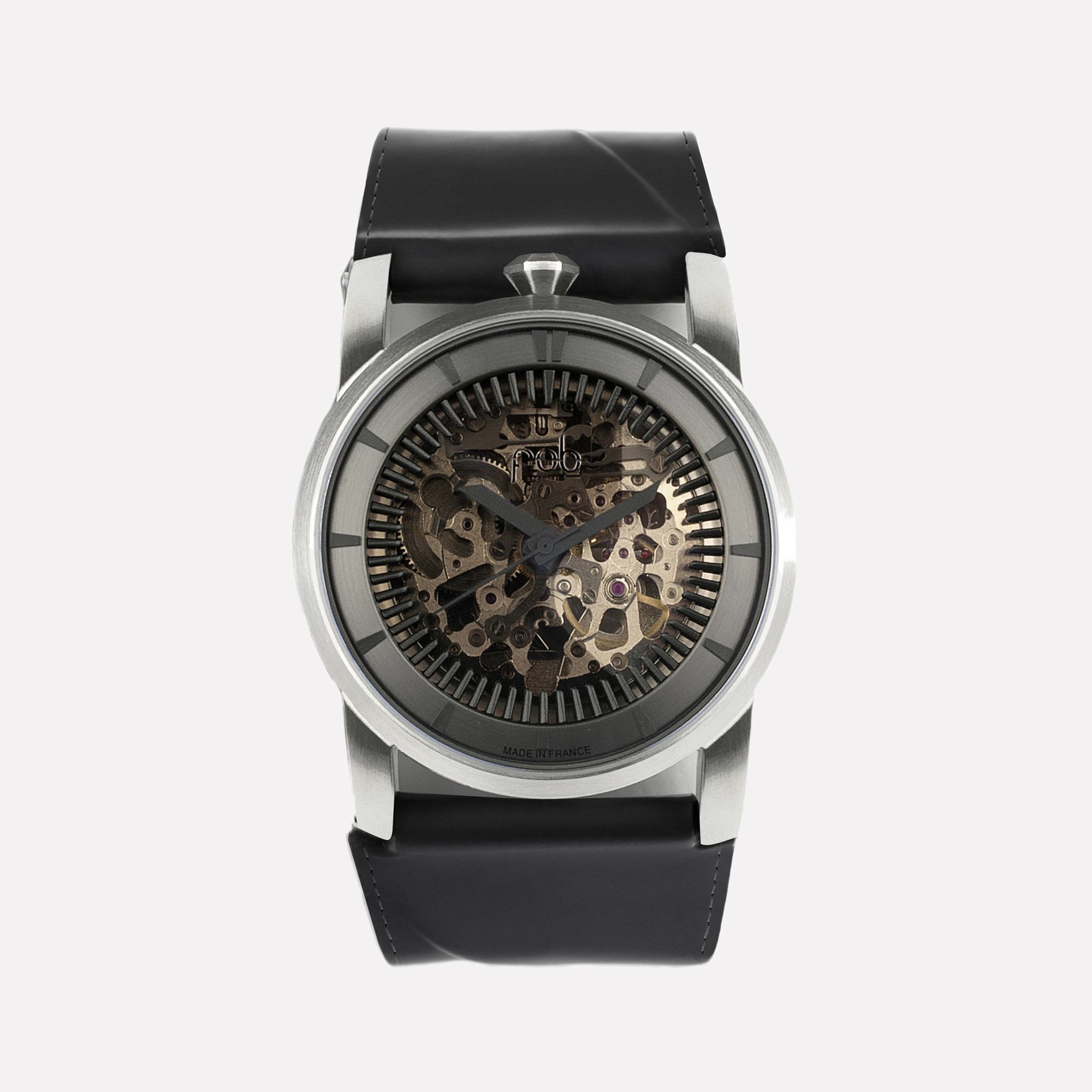Rehab 413 Silver - Black Vacchetta Leather Strap Watch - Fob Rehab 413 Silver Fob Watches The Garnered 3