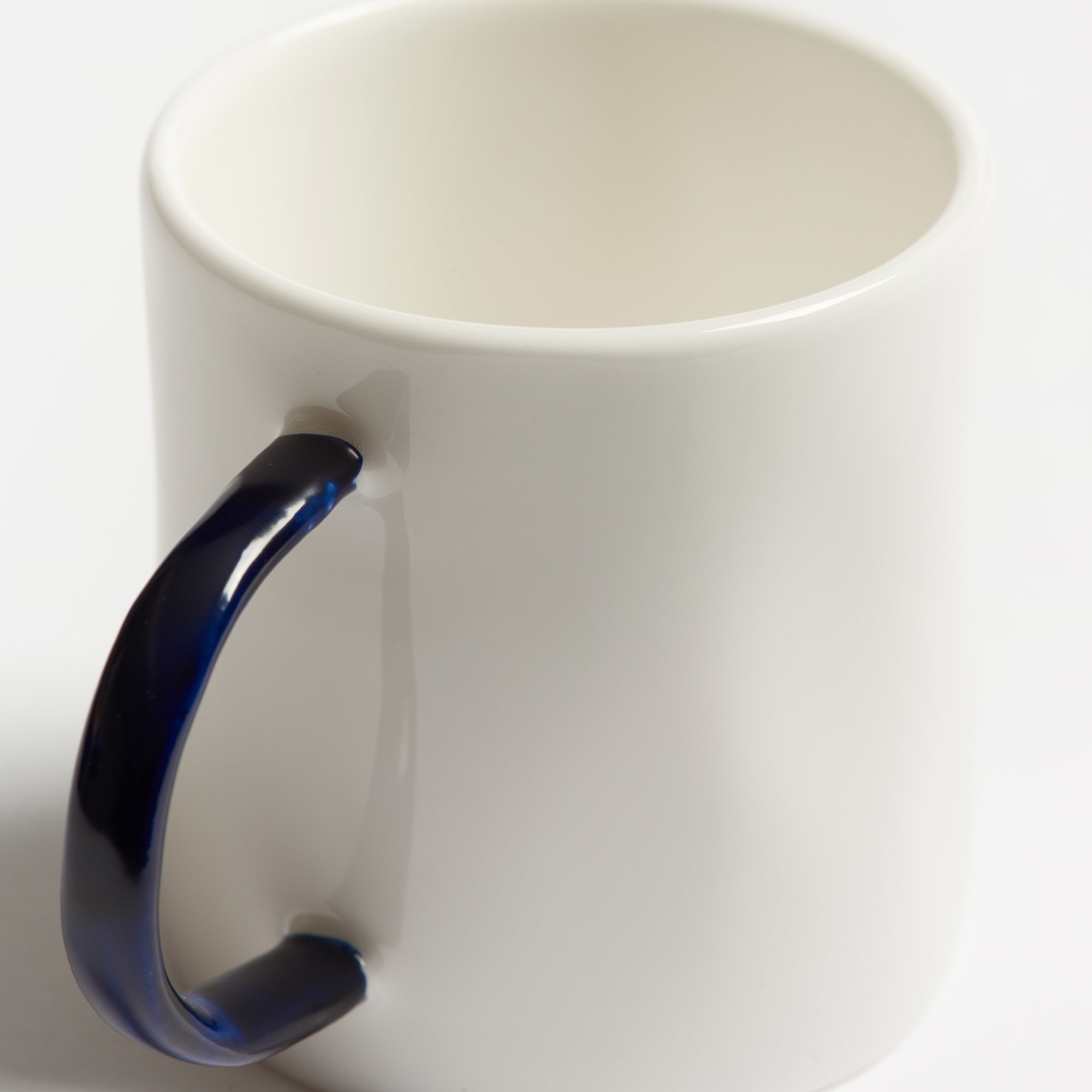 Set of 4 White Fine Bone China Small Espresso Cups with Cobalt Blue Handle - Espresso Cup Feldspar Ceramics The Garnered 13
