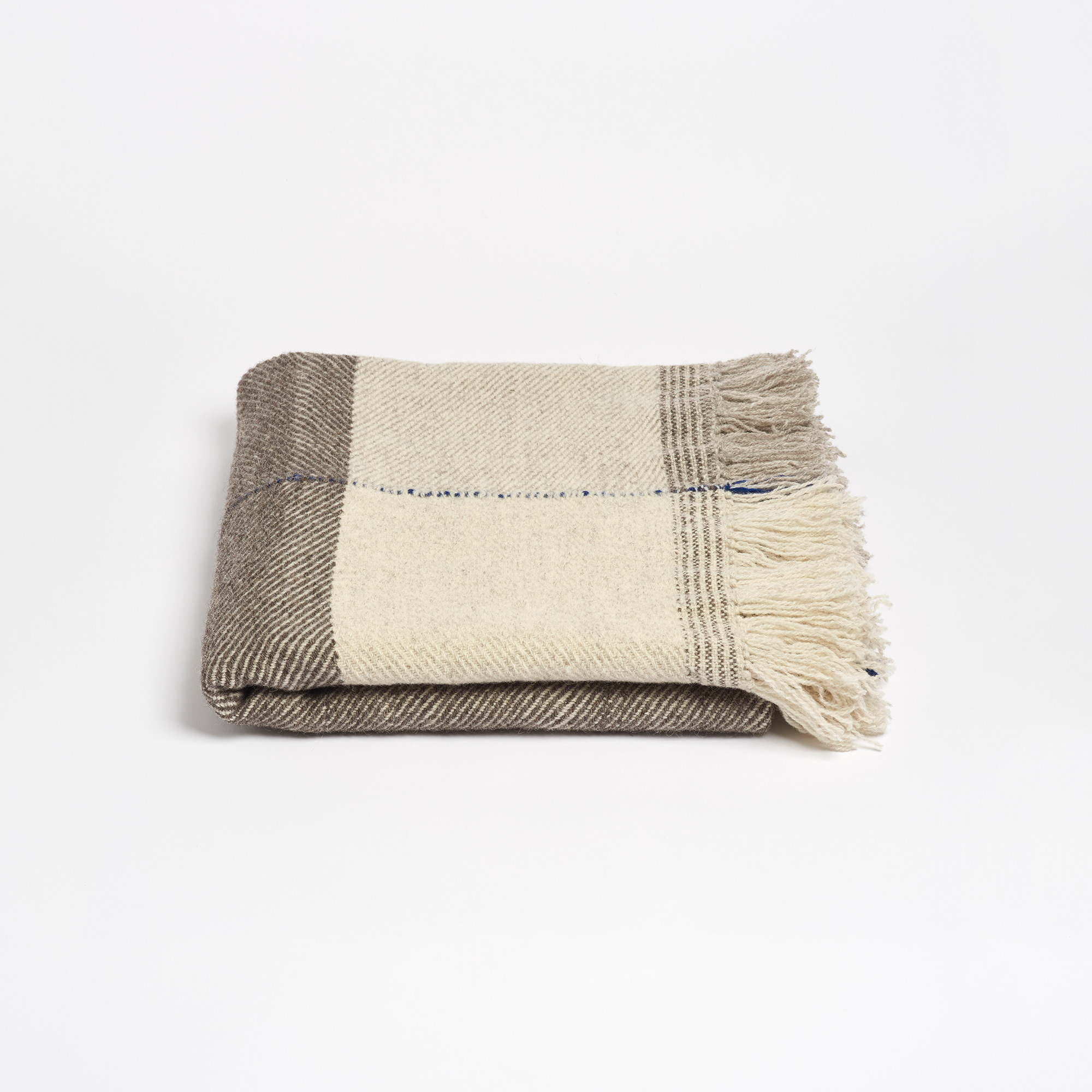 Xenodice Hand-Woven Wool Throw with Marine Blue Detail - Xenodice Throw Maria Sigma Textiles The Garnered 25