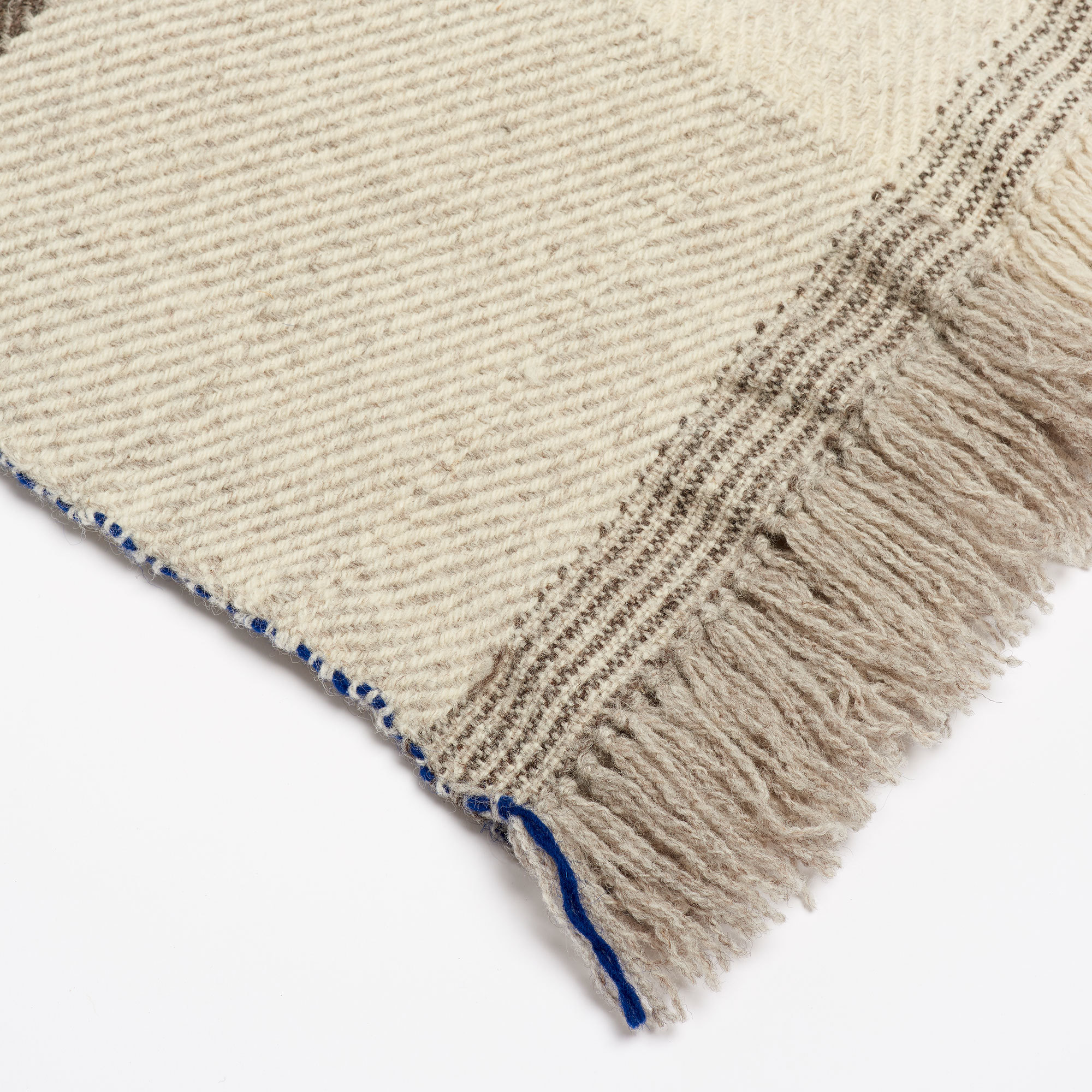 Xenodice Hand-Woven Wool Throw with Marine Blue Detail - Xenodice Throw Maria Sigma Textiles The Garnered 27