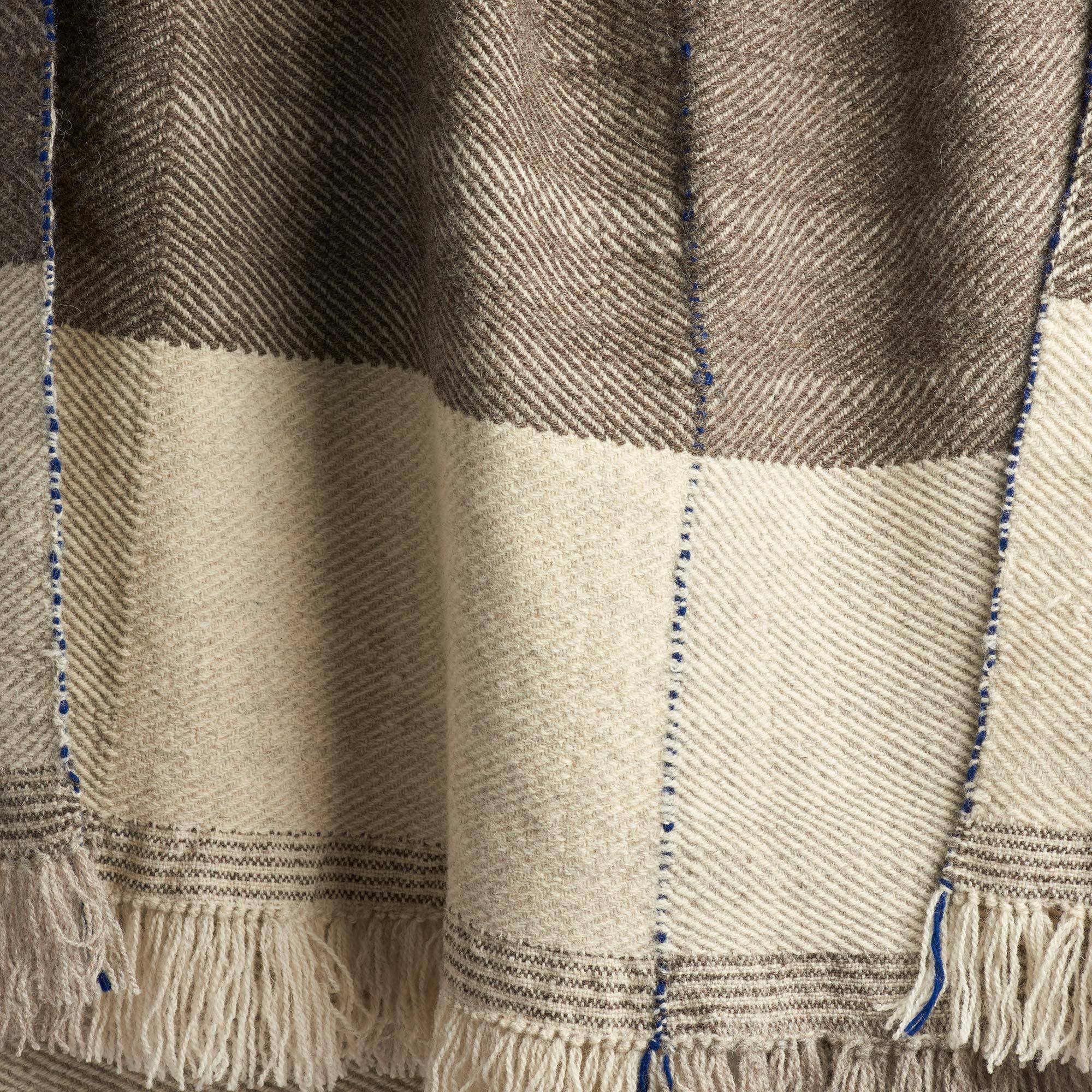 Xenodice Hand-Woven Wool Throw with Marine Blue Detail - Xenodice Throw Maria Sigma Textiles The Garnered 30
