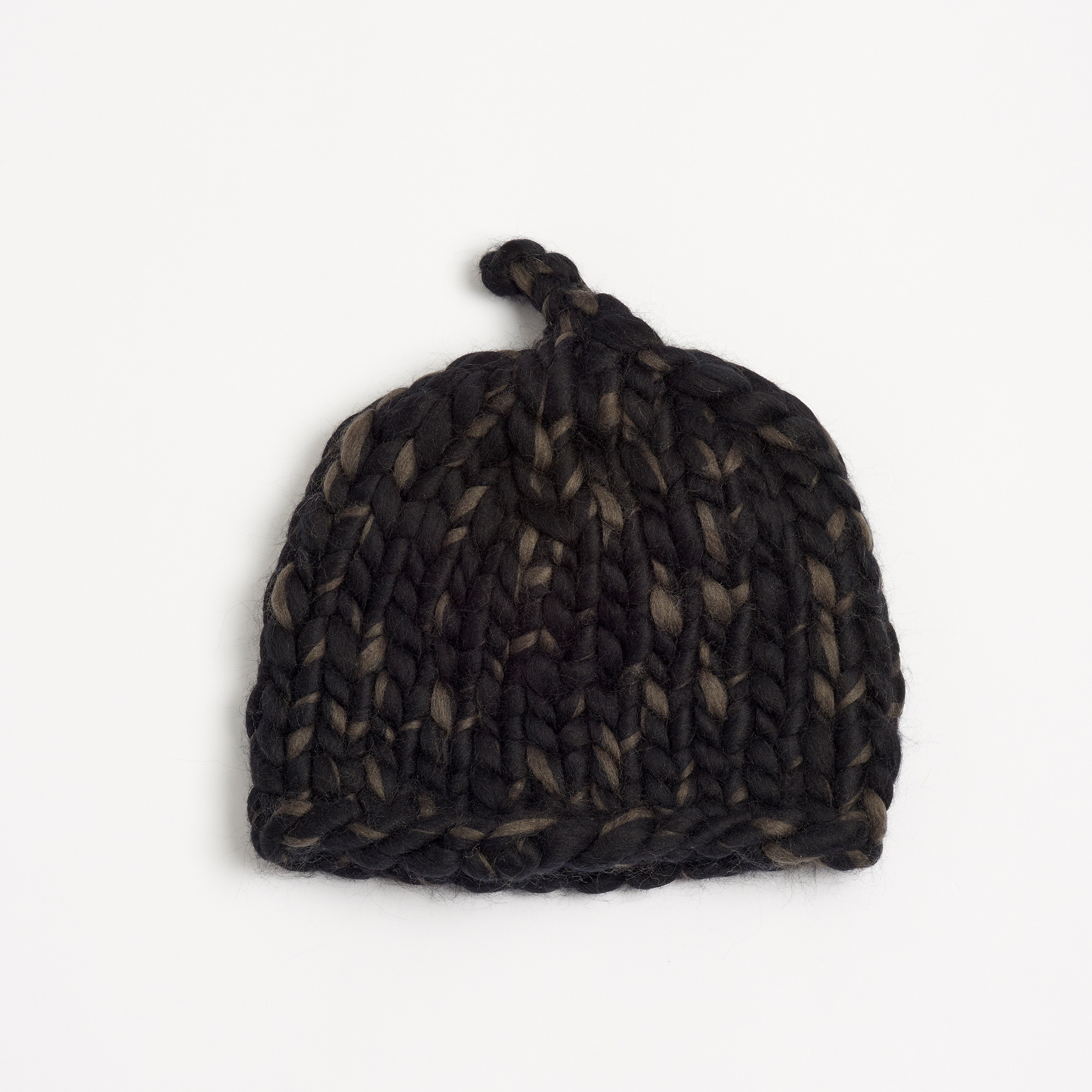 Men's Beanie Black and Carbon Hand-Crocheted Merino Wool Hat - Black Grey Beanie Men Mischa Lampert Hats The Garnered 34