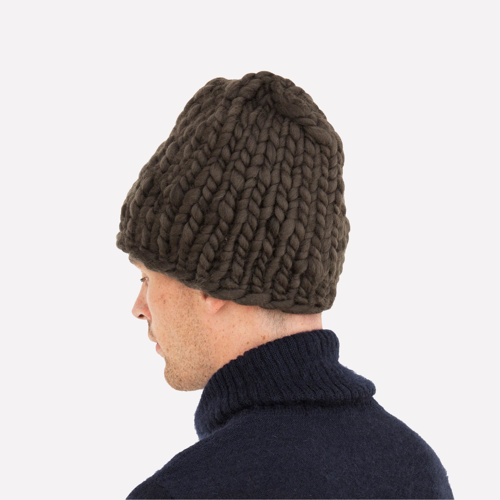 Men's Beanie Carbon Hand-Crocheted Merino Wool Hat - Carbon Beanie Men Mischa Lampert Hats The Garnered 4