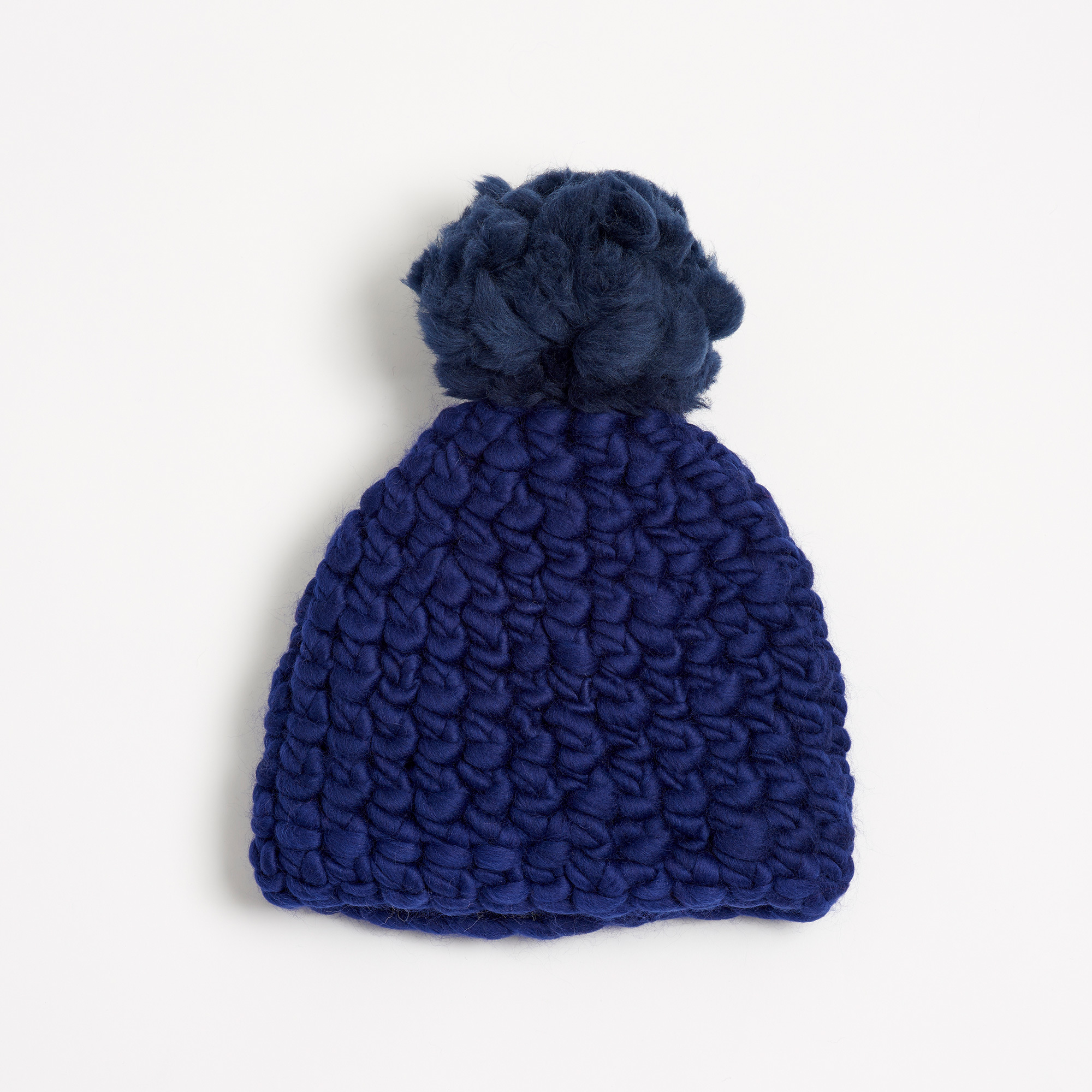 Beanie Pomster Cobalt with Midnight Pom Hand-Crocheted Merino Wool Hat - Cobalt Beanie Mischa Lampert Hats The Garnered 27