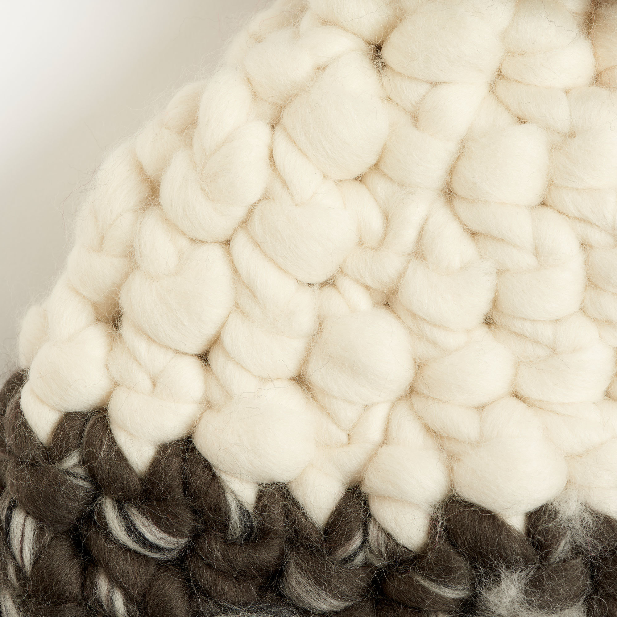 Deep Beanie Colour Block White and Carbon Hand-Crocheted Merino Wool Hat - Grey Beanie Mischa Lampert Hats The Garnered 44