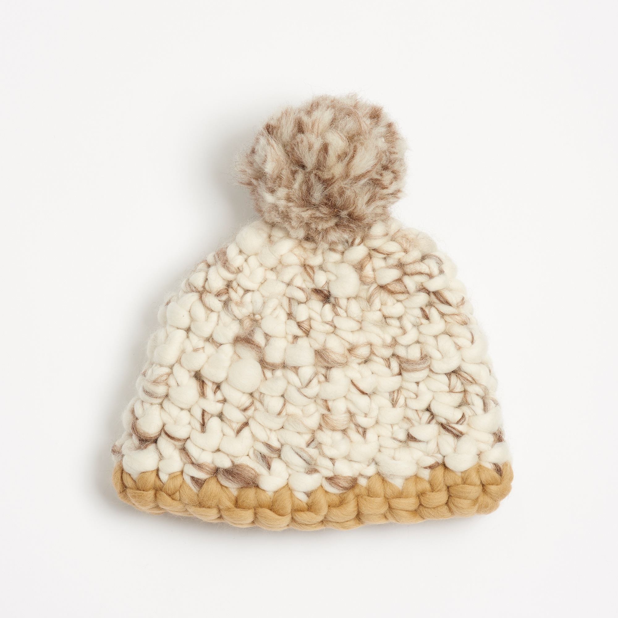 Beanie Pomster Marble with Gold Trim Hand-Crocheted Merino Wool Hat - Marble Gold Beanie Mischa Lampert Hats The Garnered 11