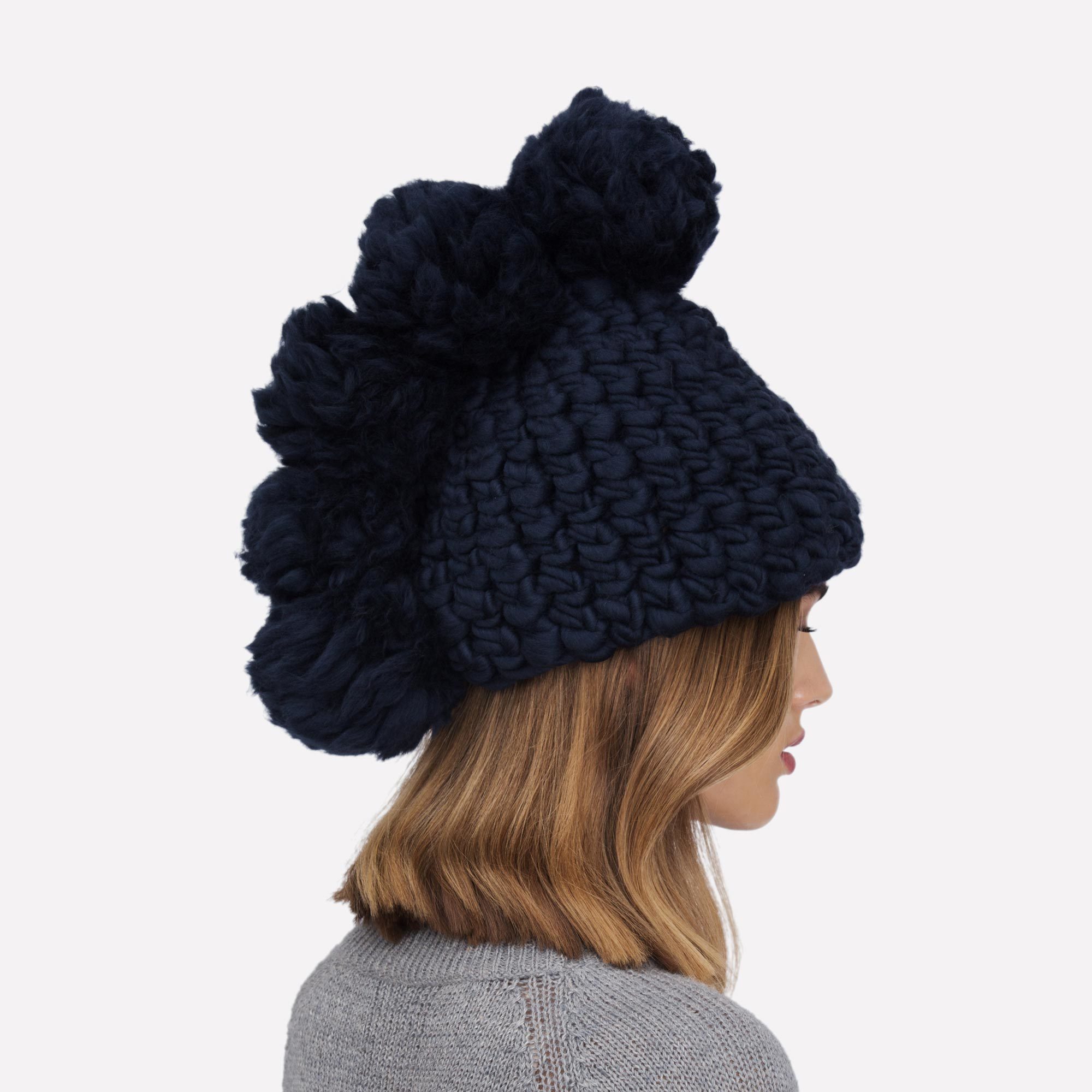 Pohawk Midnight Hand-Crocheted Merino Wool Hat - Midnight Powhawk Mischa Lampert Hats The Garnered 4