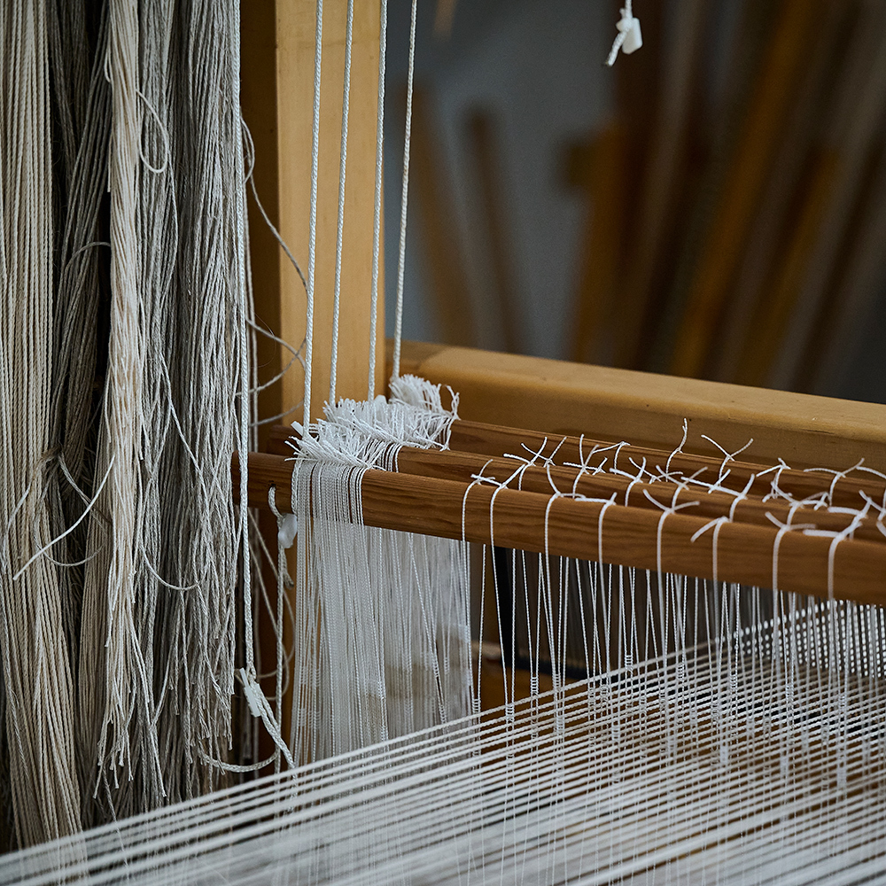 Hand-Woven Hilda Cushion – Terracotta - The Garnered Nancy Nicholson Studio Loom Sq 3