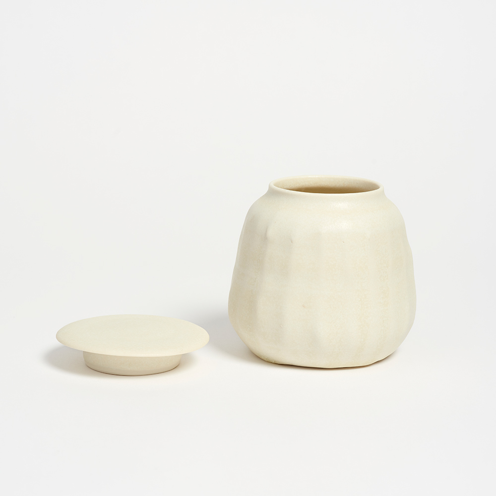 Hand-Thrown Lidded Jar - Cream - The Garnered Olivia Horley Fine Ceramics Lidded Jar White Alt