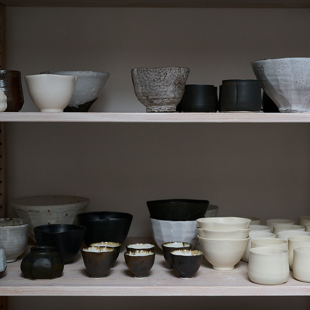 Hand-Thrown Bronze Porcelain Espresso Cups – Set of Four - Olivia Horley Studio The Garnered Sarah Weal Shelves