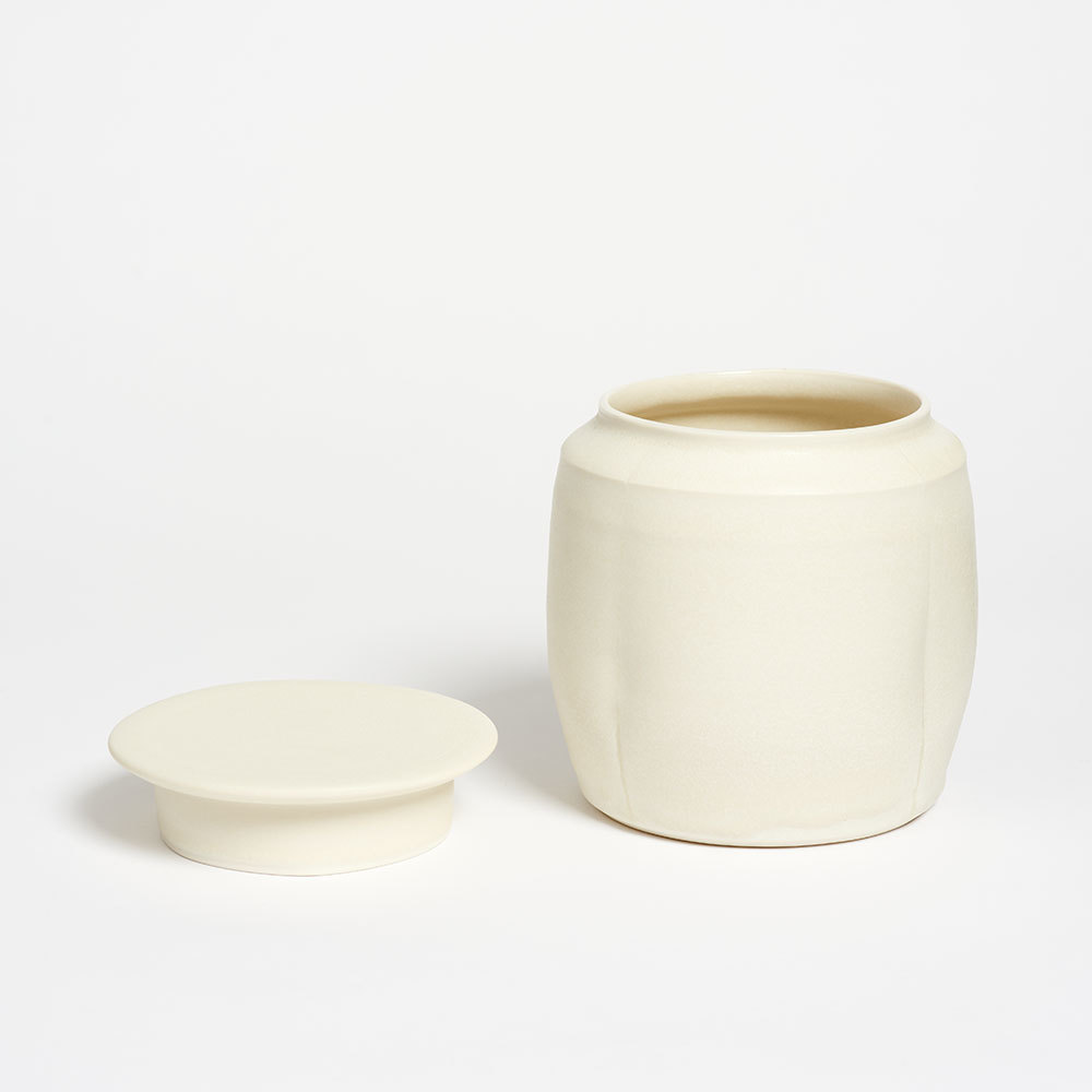 Pair of Hand-Thrown Porcelain Lidded Jars – Black & Cream - Olivia Horley Ceramics The Garnered Porcelain Canister Cream