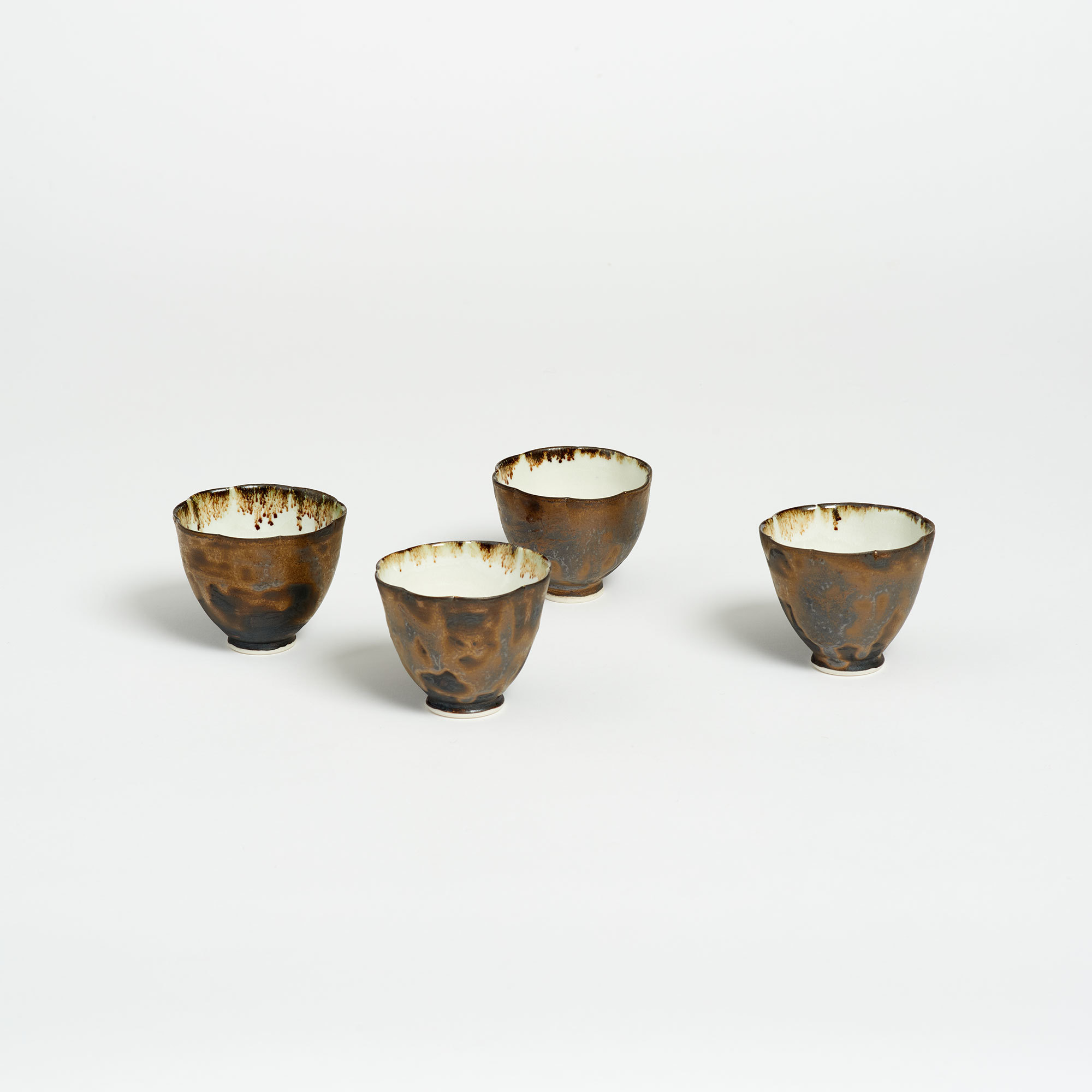 Hand-Thrown Bronze Porcelain Espresso Cups – Set of Four - The Garnered Olivia Horley Ceramics Bronze Tea Bowls Set