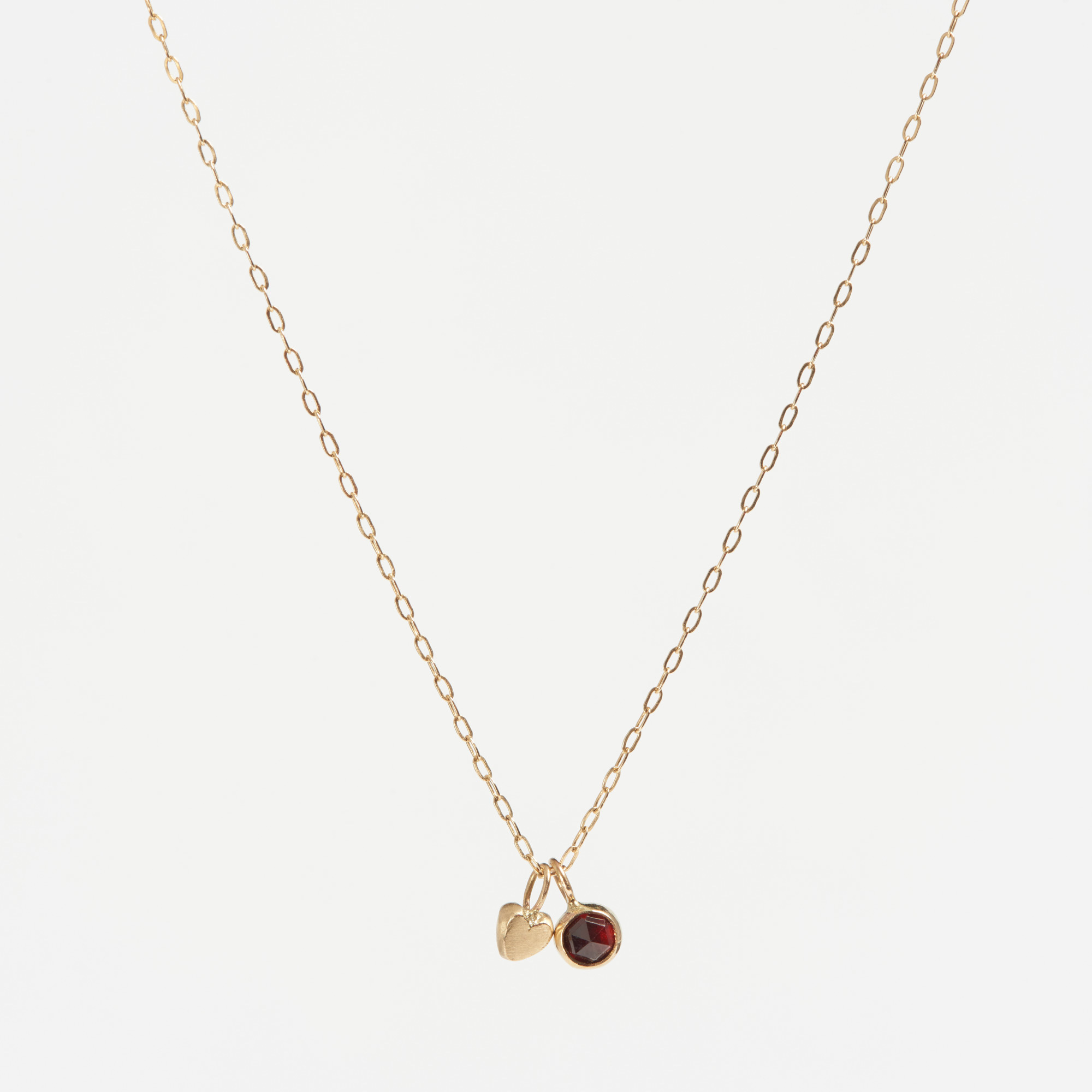 14K Gold Heart and Garnet Limited-Edition Charm Necklace - Pendant Rebecca Peacock Jewellery The Garnered 1